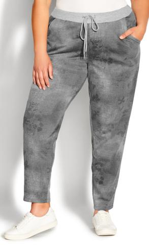 Avenue Black Floral Print Elasticated Waist Joggers