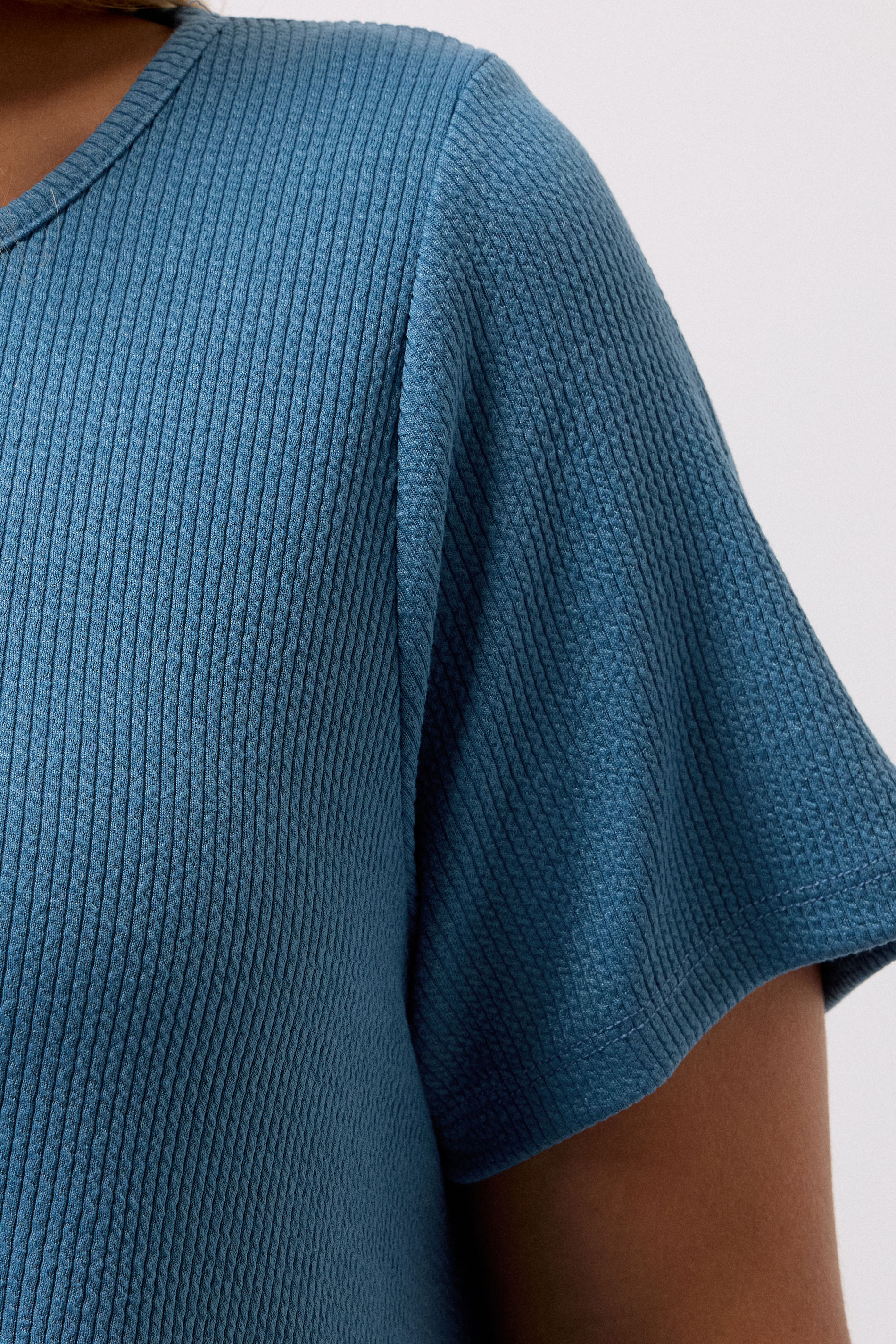 YOURS Plus Size Blue Ribbed Soft Touch T-Shirt | Yours Clothing 4