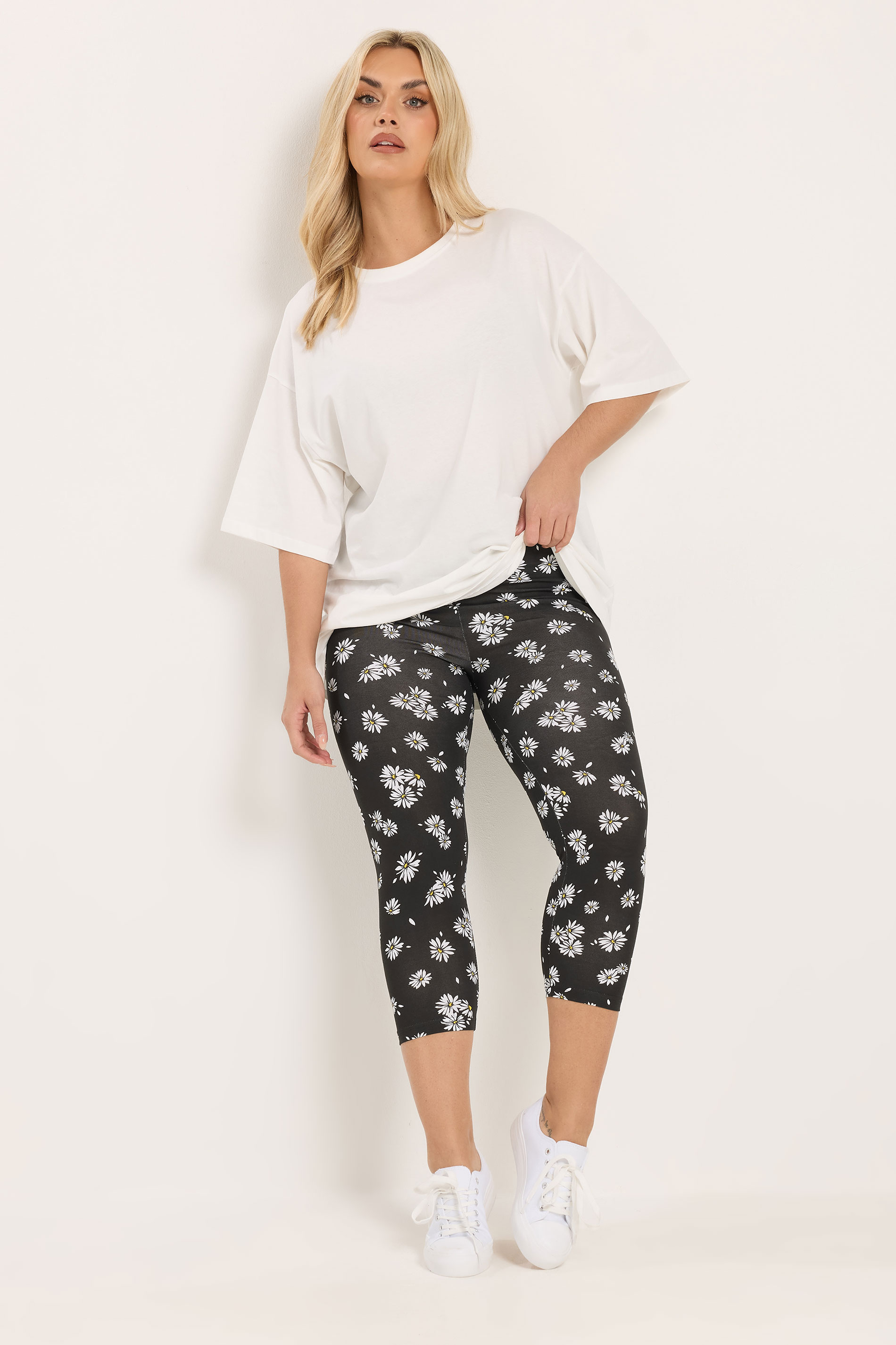 YOURSET 2 PACK Plus Size Black Daisy Cropped Leggings | Yours Clothing 4