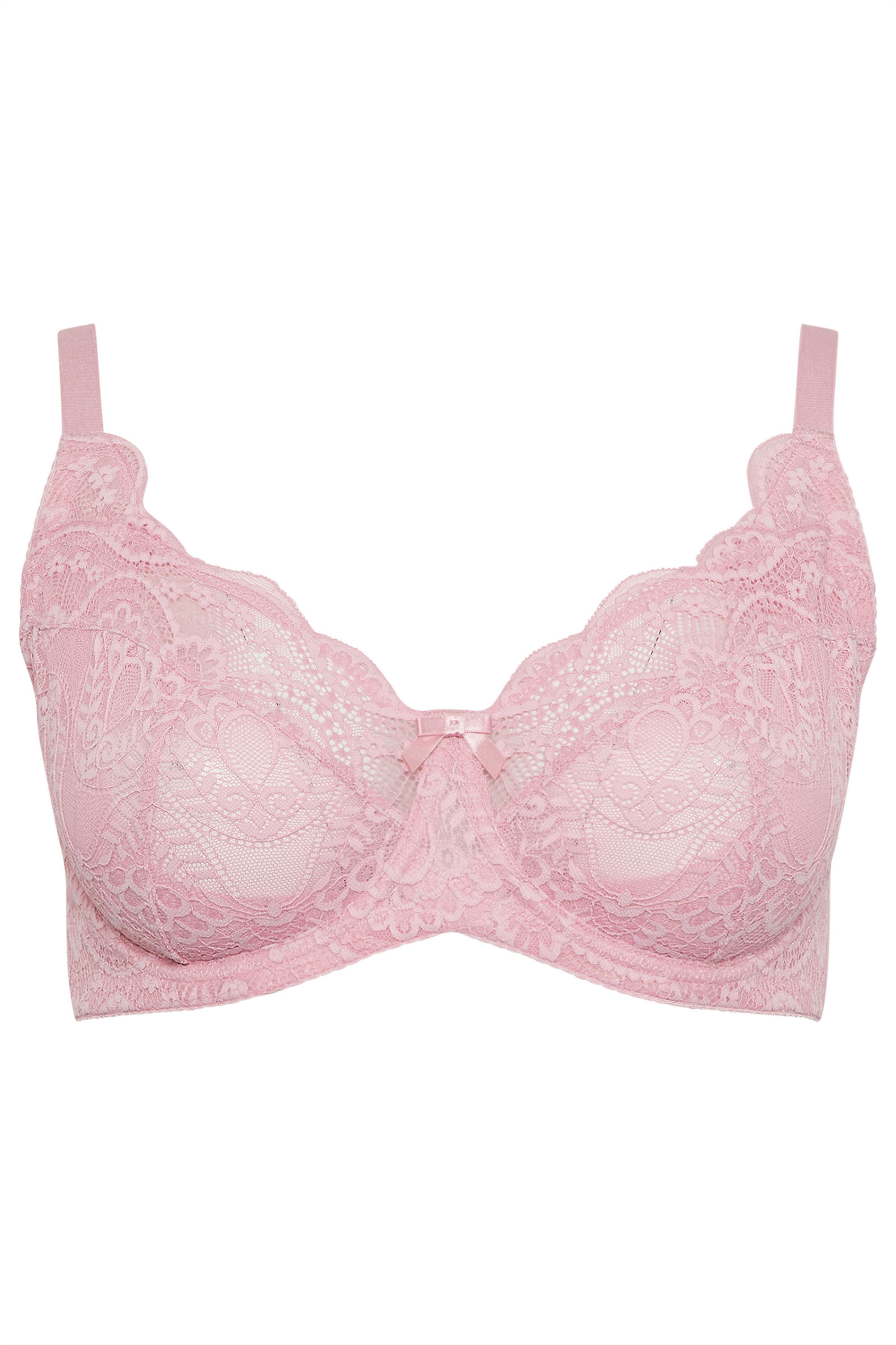 YOURS Plus Size Pink Swirl Lace Underwired Non-Padded Bra | Yours Clothing 5