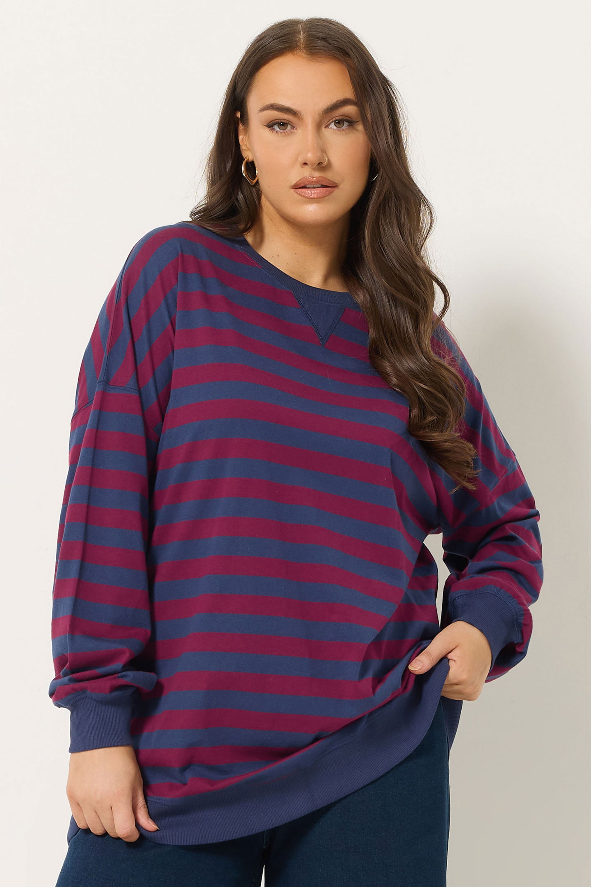 YOURS Plus Size Red Stripe Balloon Sleeve Top | Yours Clothing 3