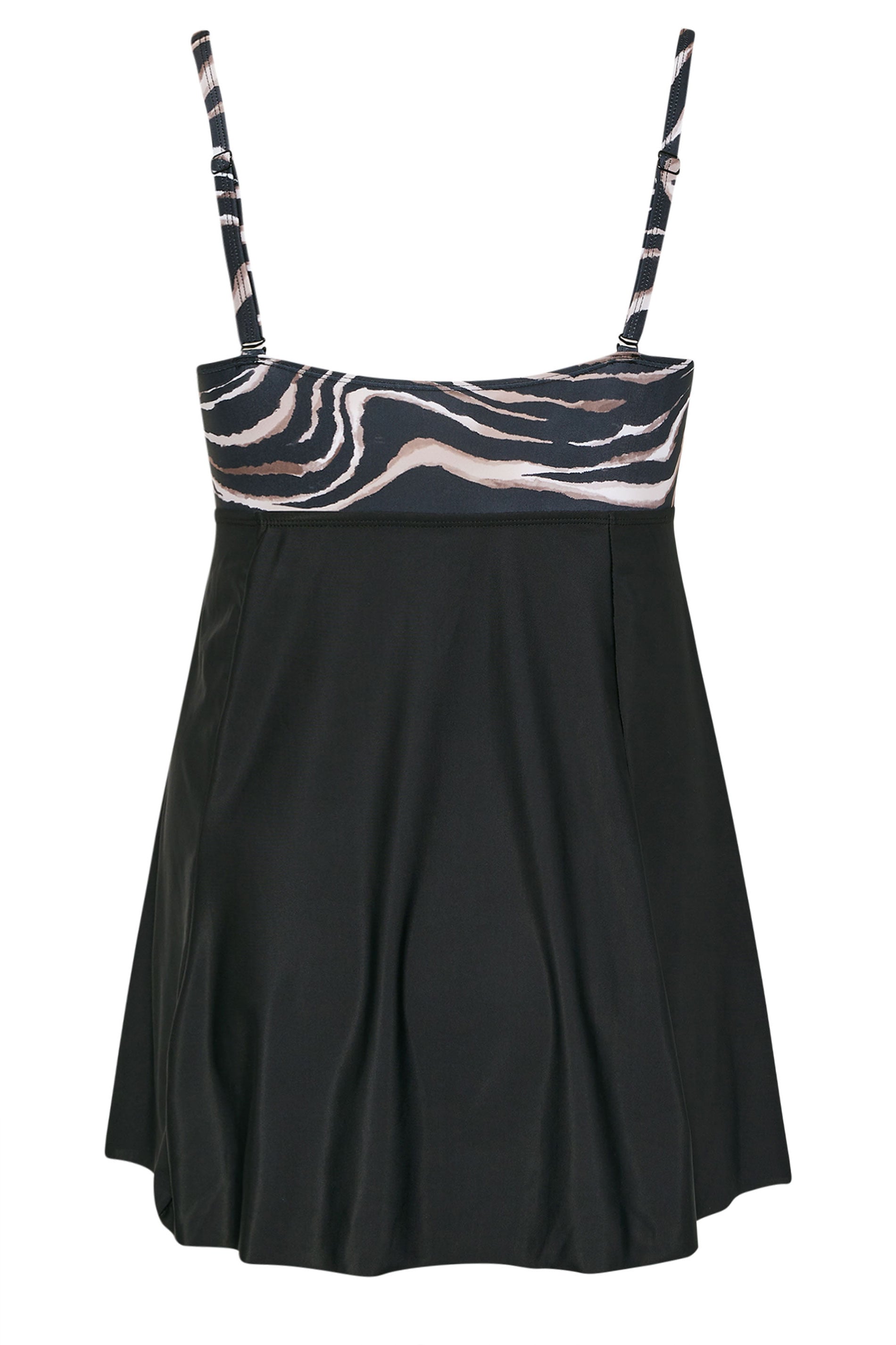 YOURS Plus Size Black Zebra Print Tummy Control Swim Dress | Yours Clothing 10