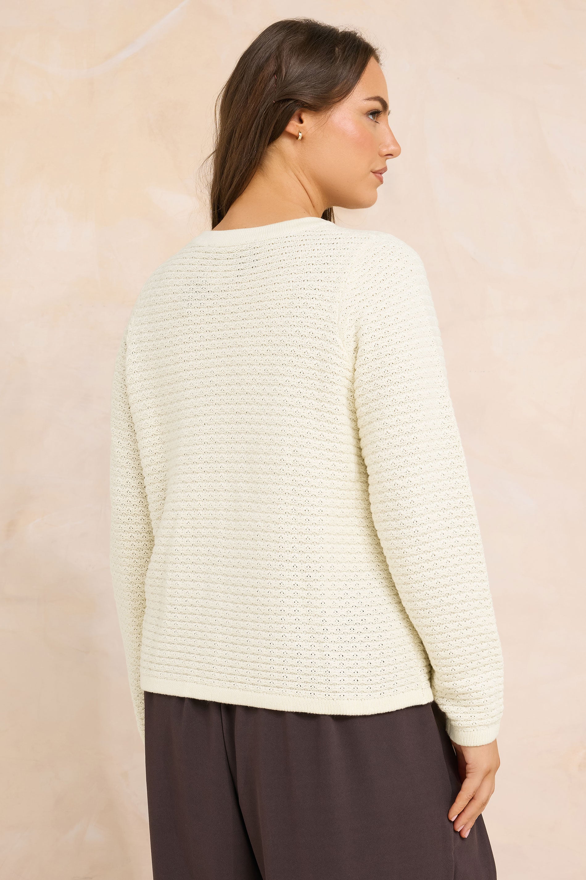 EVANS Plus Size Cream Button Through Knitted Cardigan | Evans  2