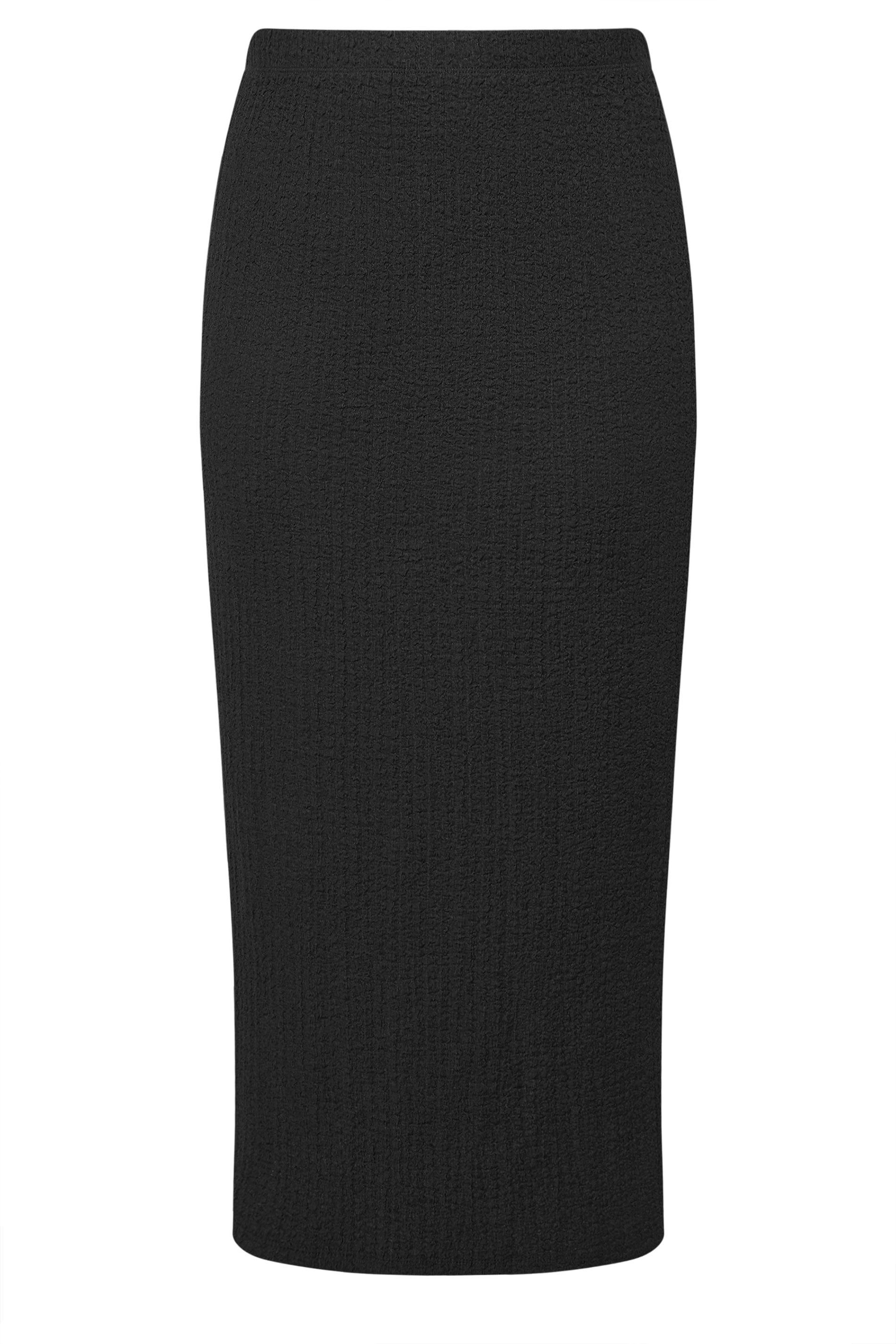 YOURS Plus Size Black Textured Side Split Maxi Skirt | Yours Clothing 7