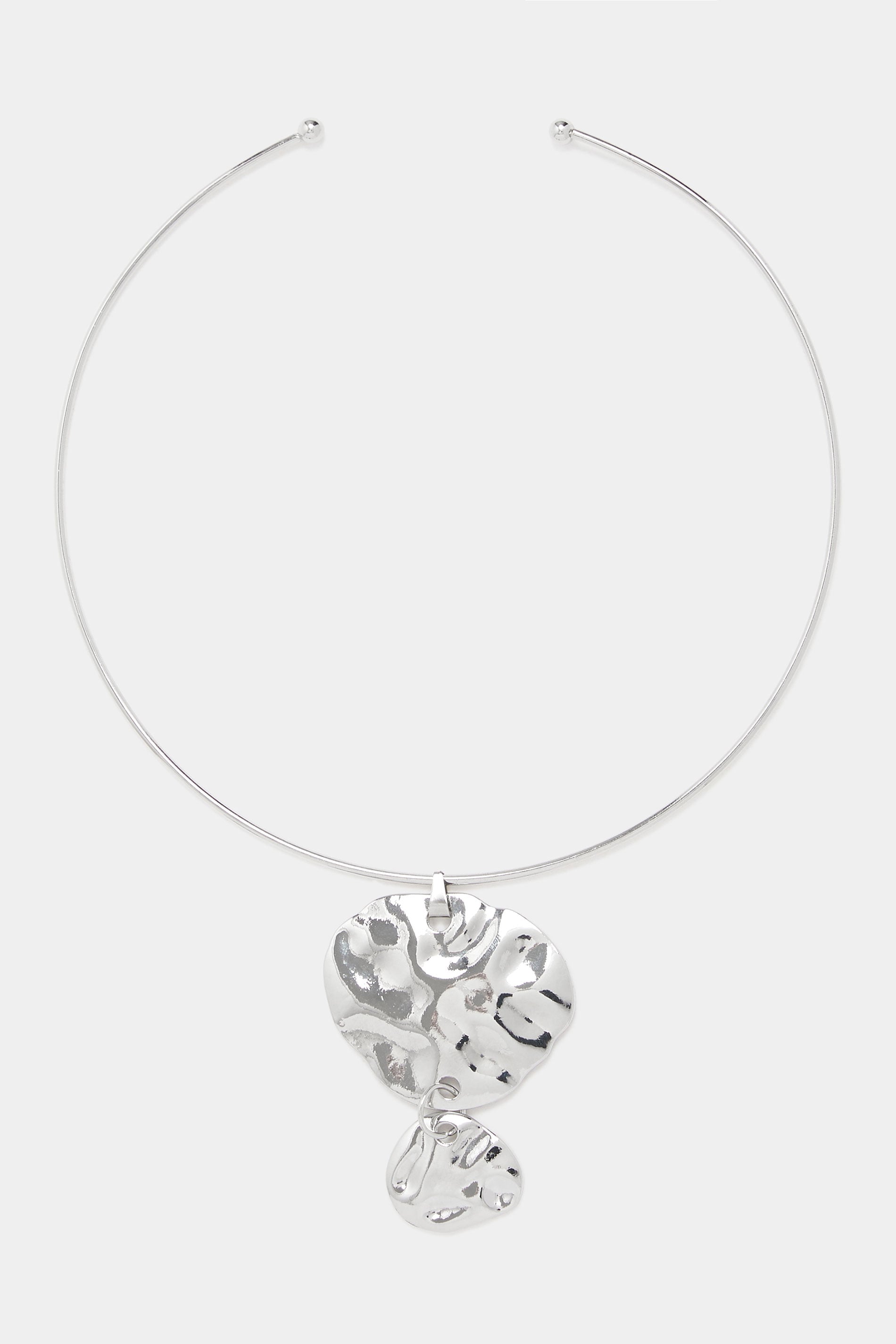 Silver Tone Circle Pendant Collar Necklace | Yours Clothing 3