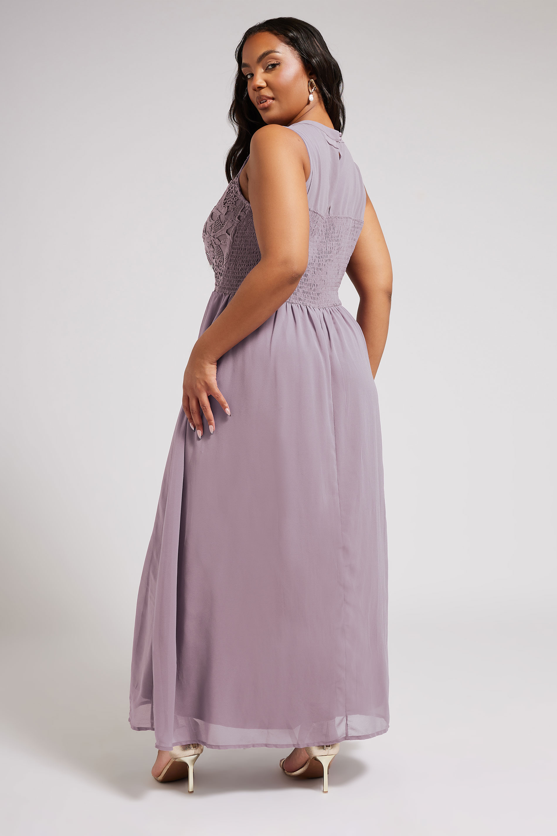 Plus Size YOURS LONDON Curve Purple Lace Front Chiffon Maxi Dress | Yours Clothing  2