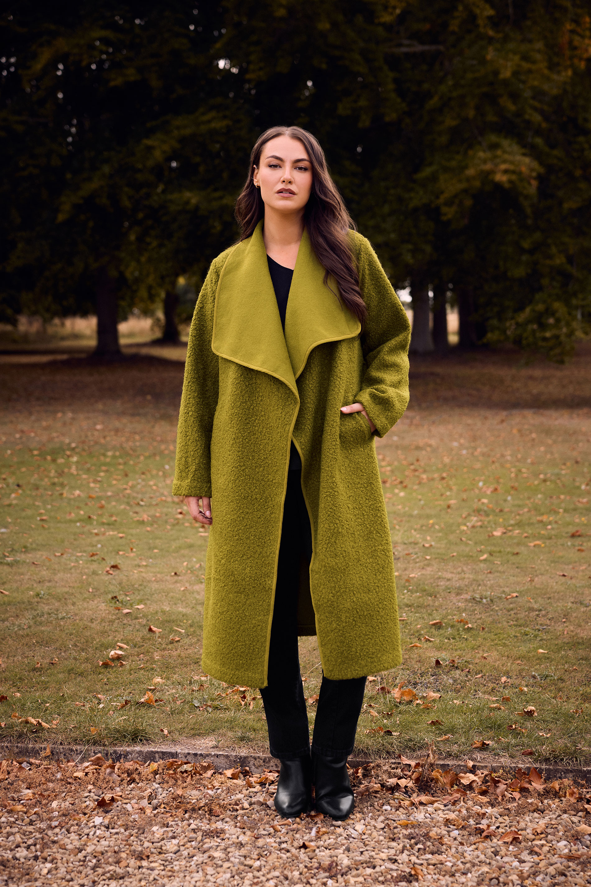 EVANS Plus Size Green Waterfall Coat | Evans 1