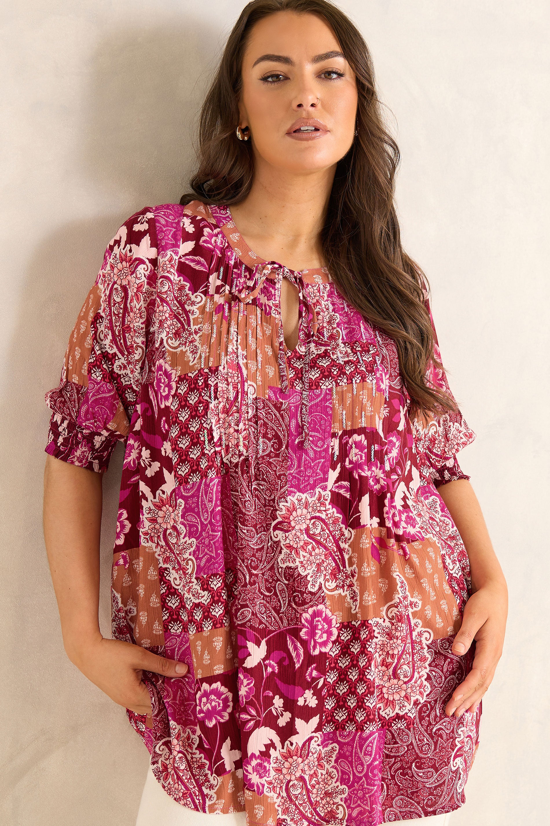 Evans Women's Orange Plus Paisley Pintuck Top Size 30-32