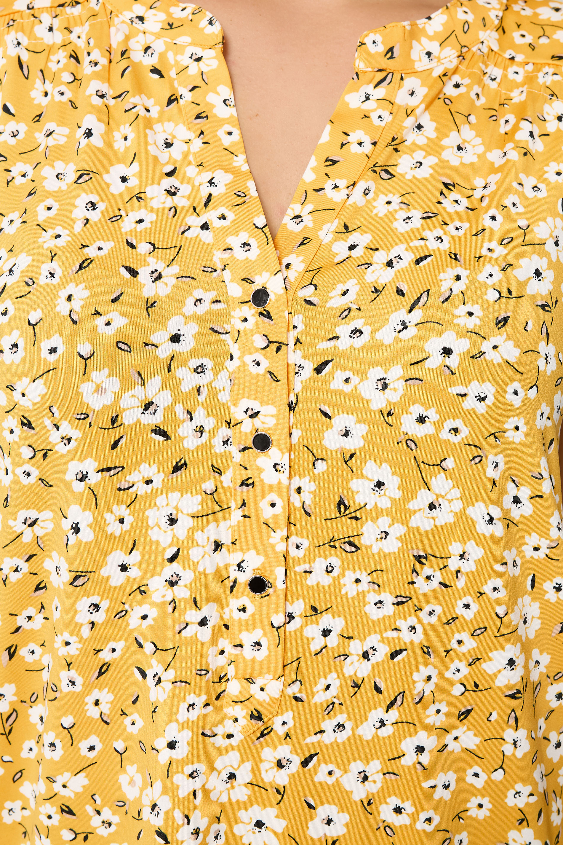 YOURS Plus Size Yellow Floral Notch Neck Vest Top | Yours Clothing 4