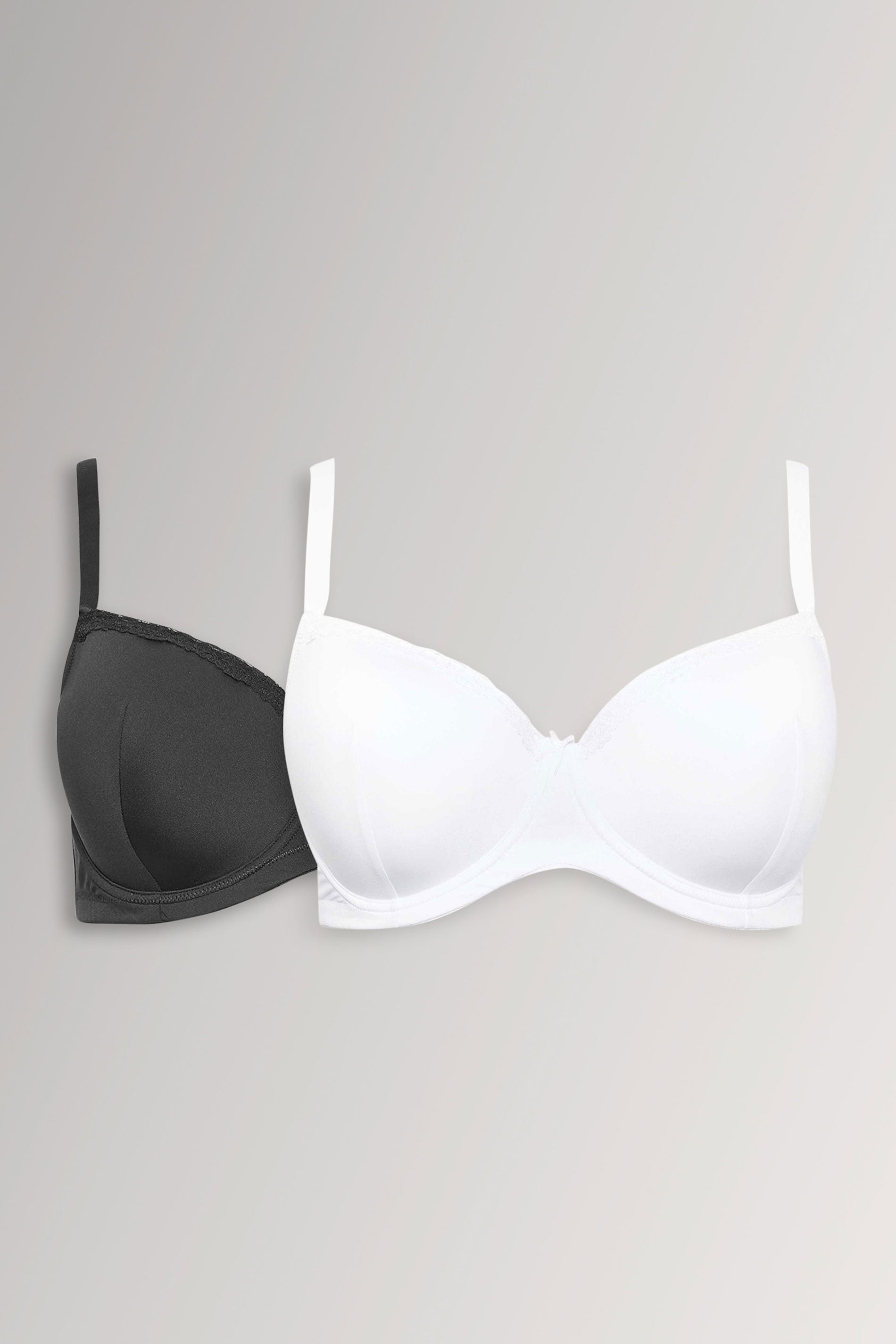 YOURSET 2 PACK Curve Black & White Lace Trim T-Shirt Bras | Yours Clothing 3