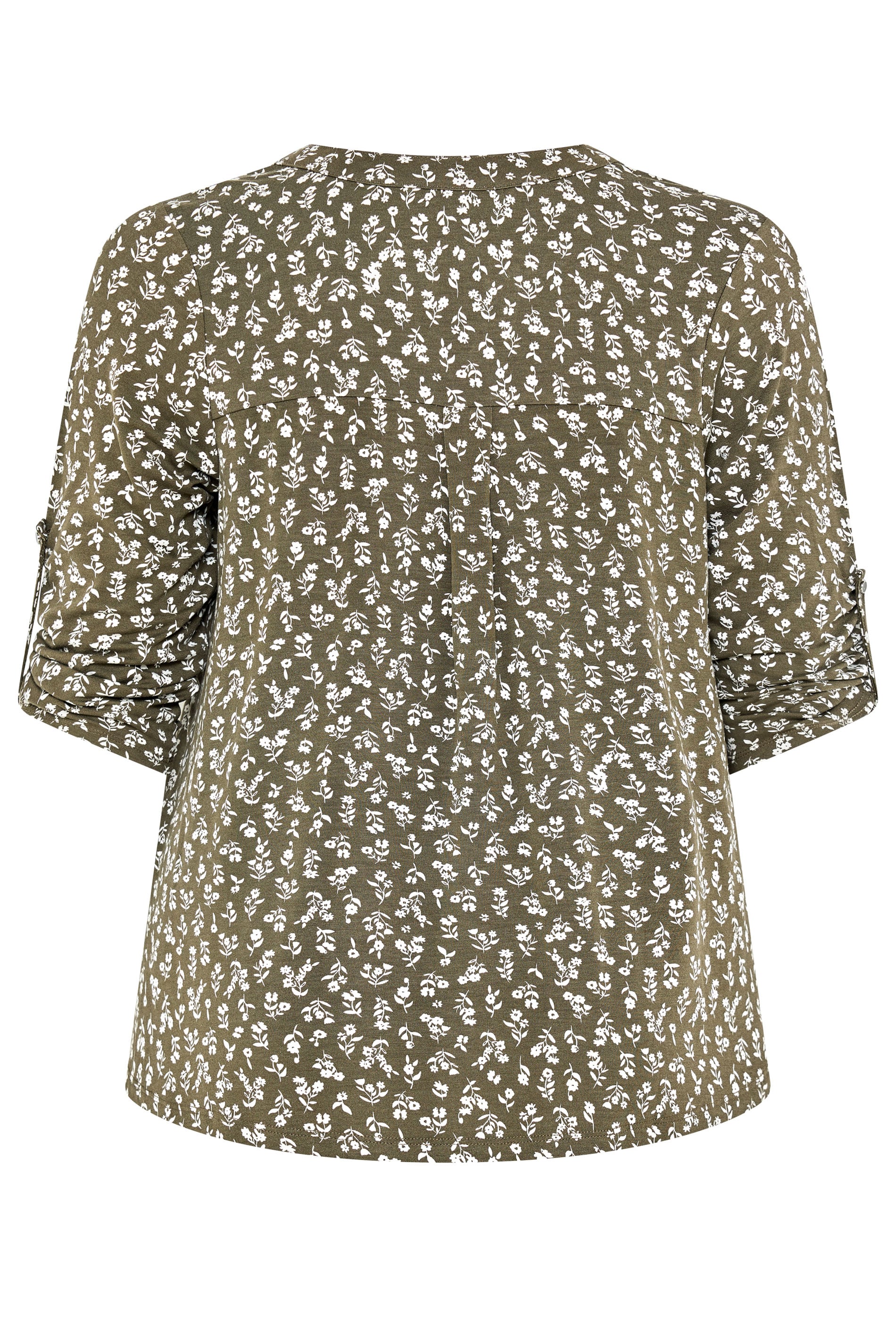 YOURS Plus Size Khaki Green Ditsy Floral Top | Yours Clothing 6