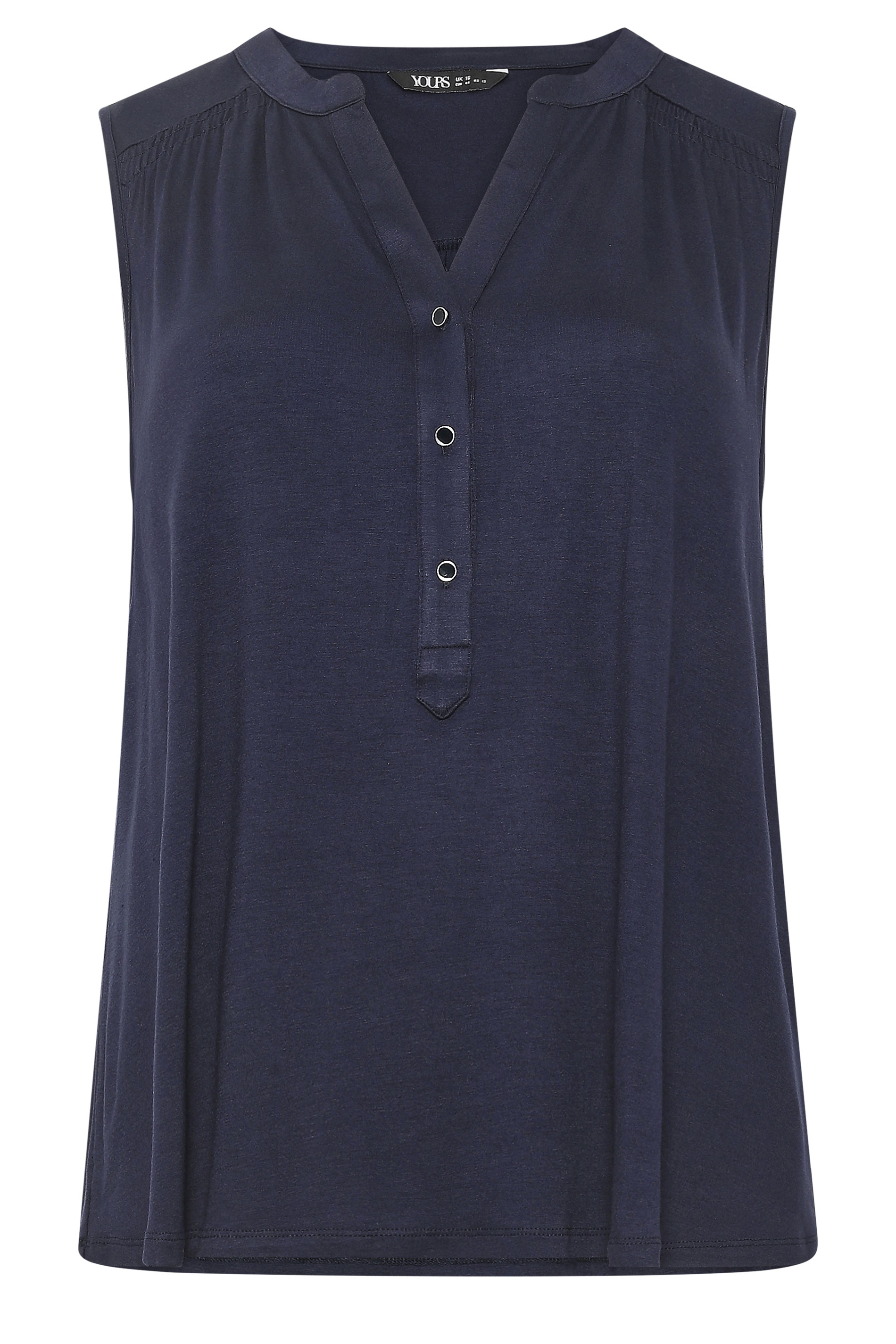 YOURS Plus Size Blue Notch Neck Vest Top | Yours Clothing 5