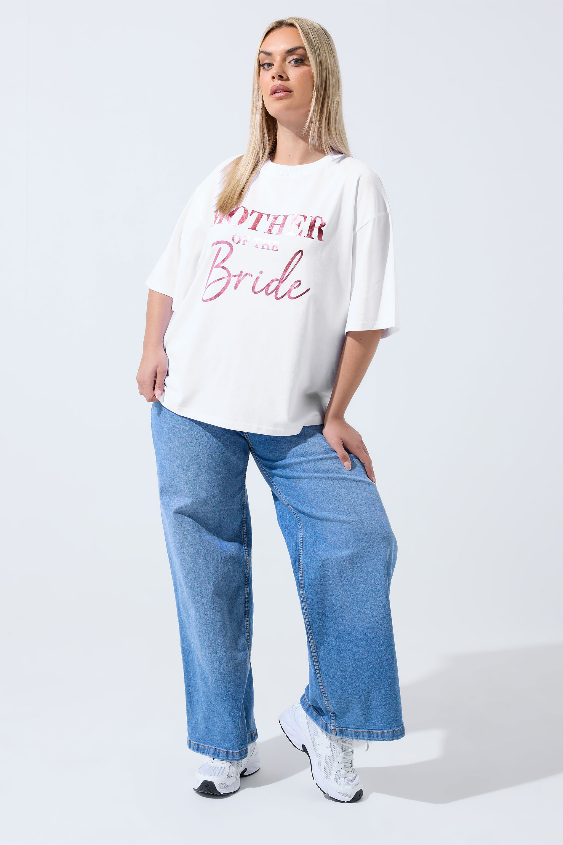 LIMITED COLLECTION Plus Size White 'Mother Of The Bride' Metallic T-Shirt | Yours Clothing 1