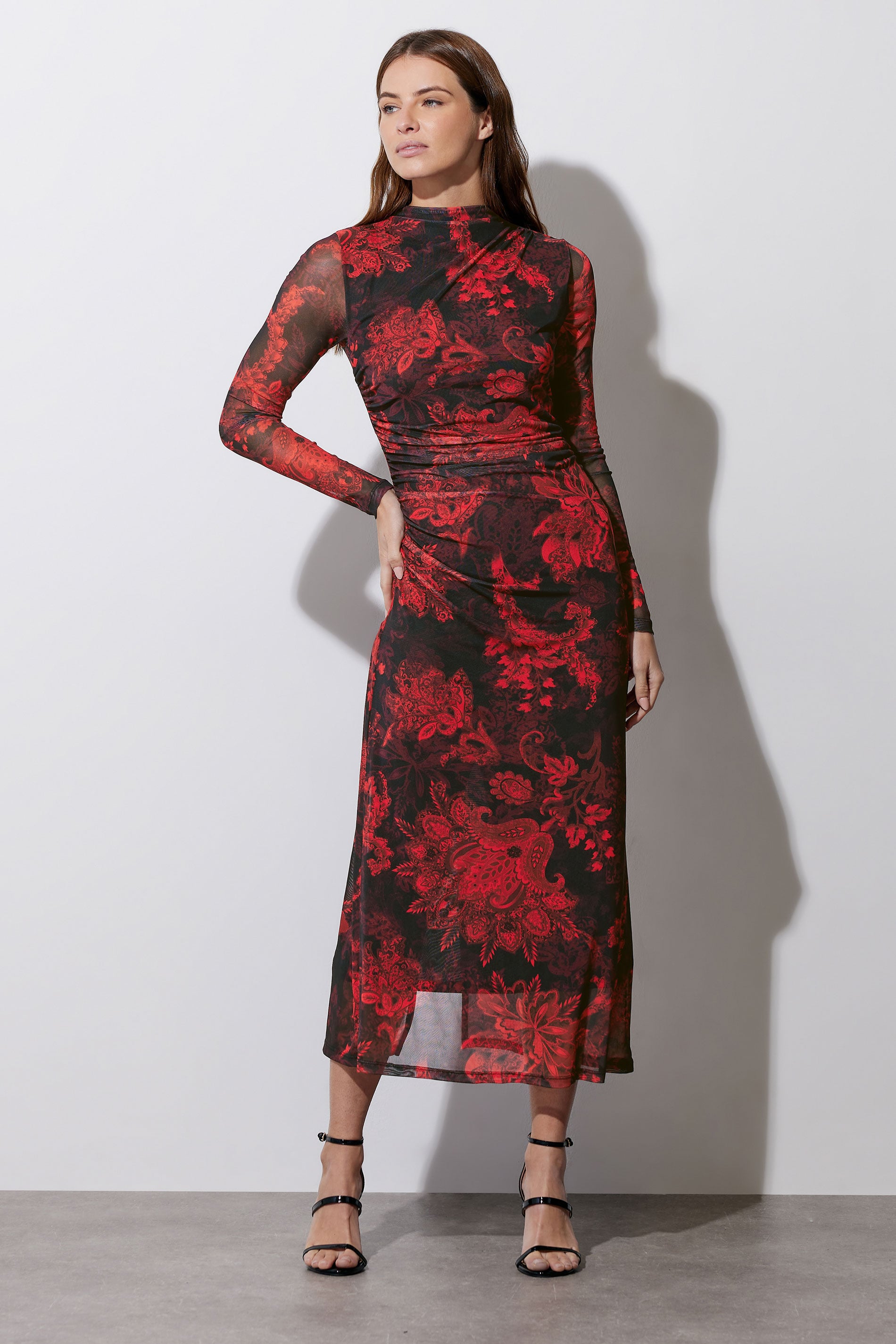STAR Red Paisley Mesh Maxi Dress | StarByJM 3
