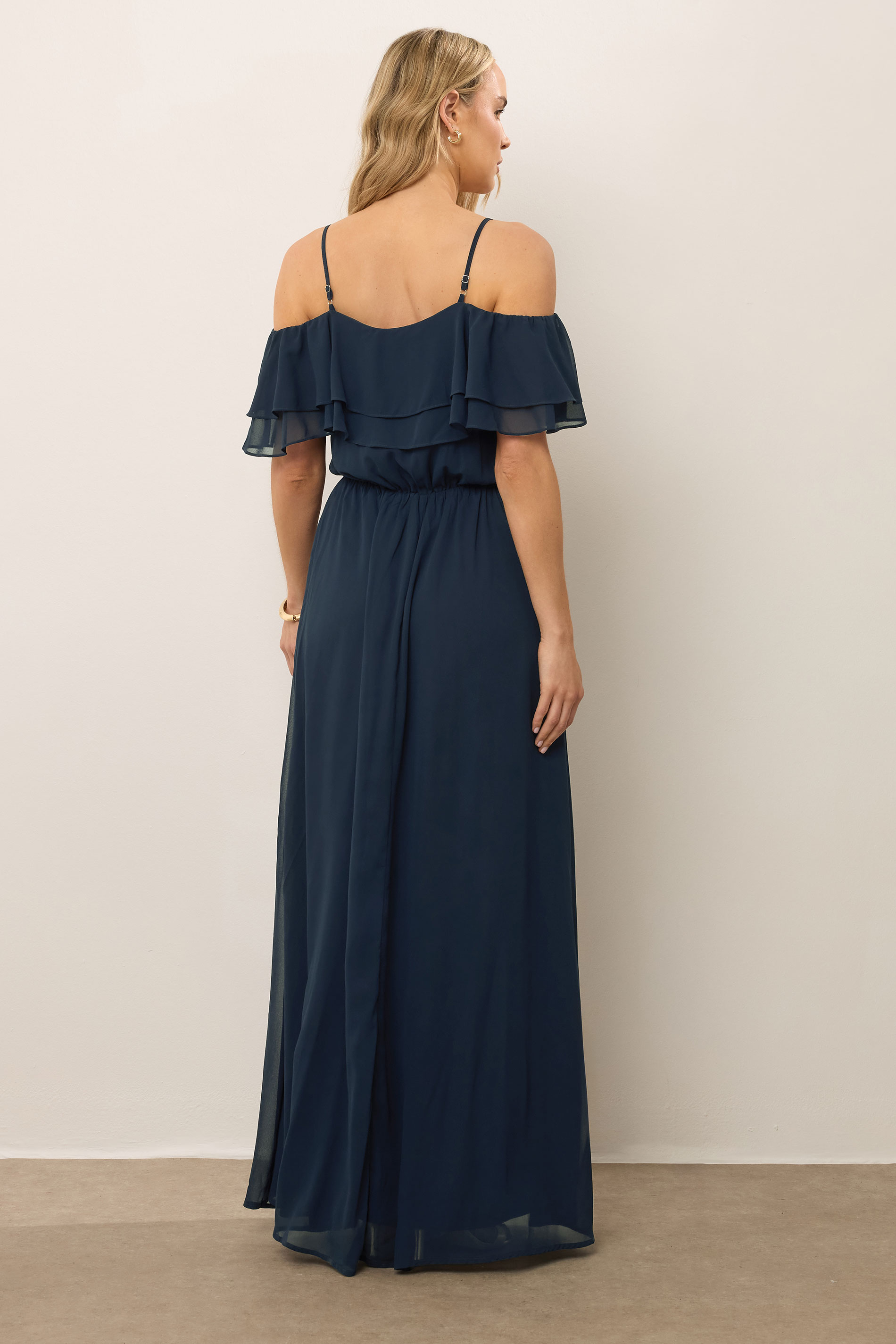 LTS Tall Women's Navy Blue Ruffle Maxi Dress | Long Tall Sally  2
