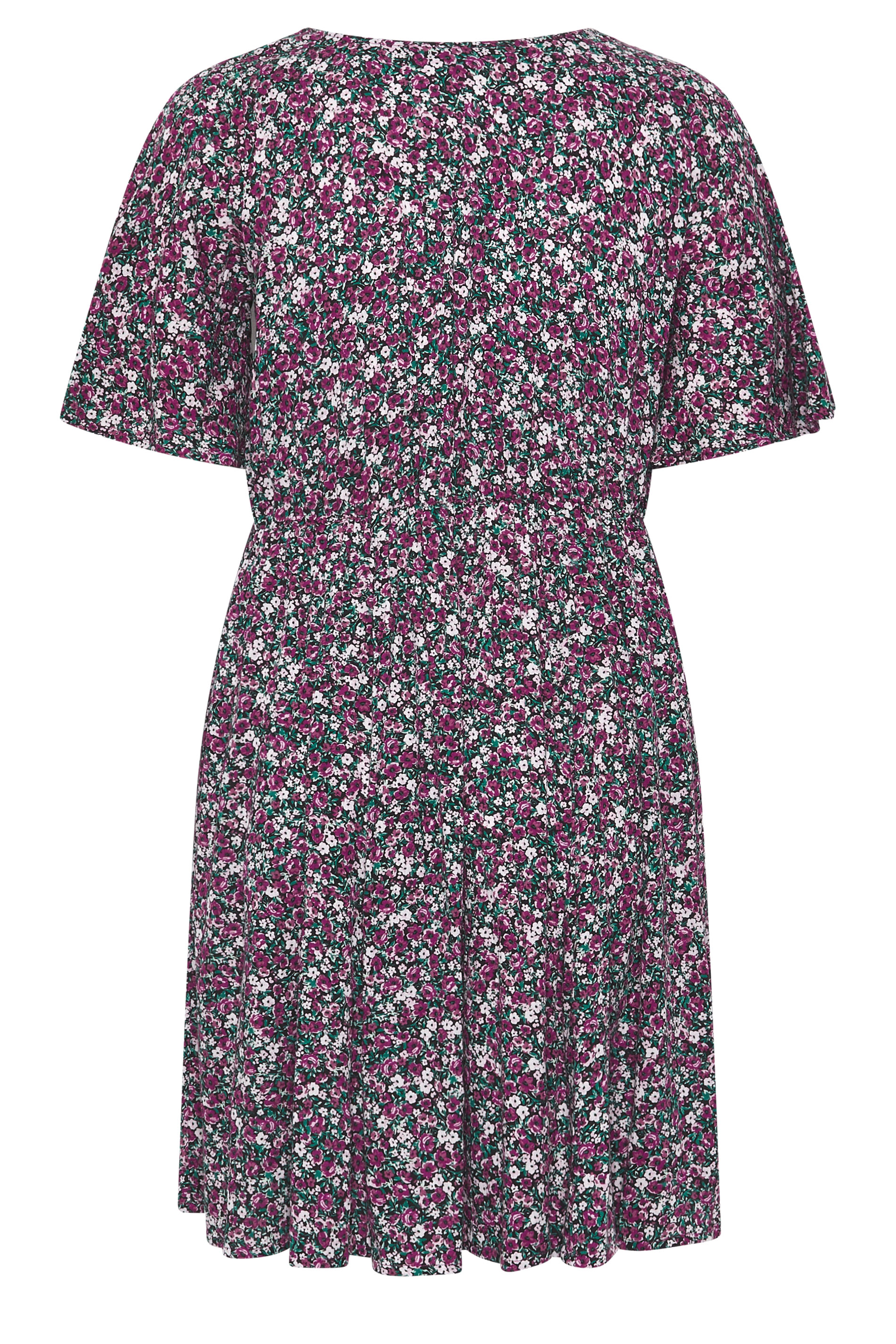 YOURS Plus Size Pink Ditsy Floral Smock Mini Dress | Yours Clothing 6