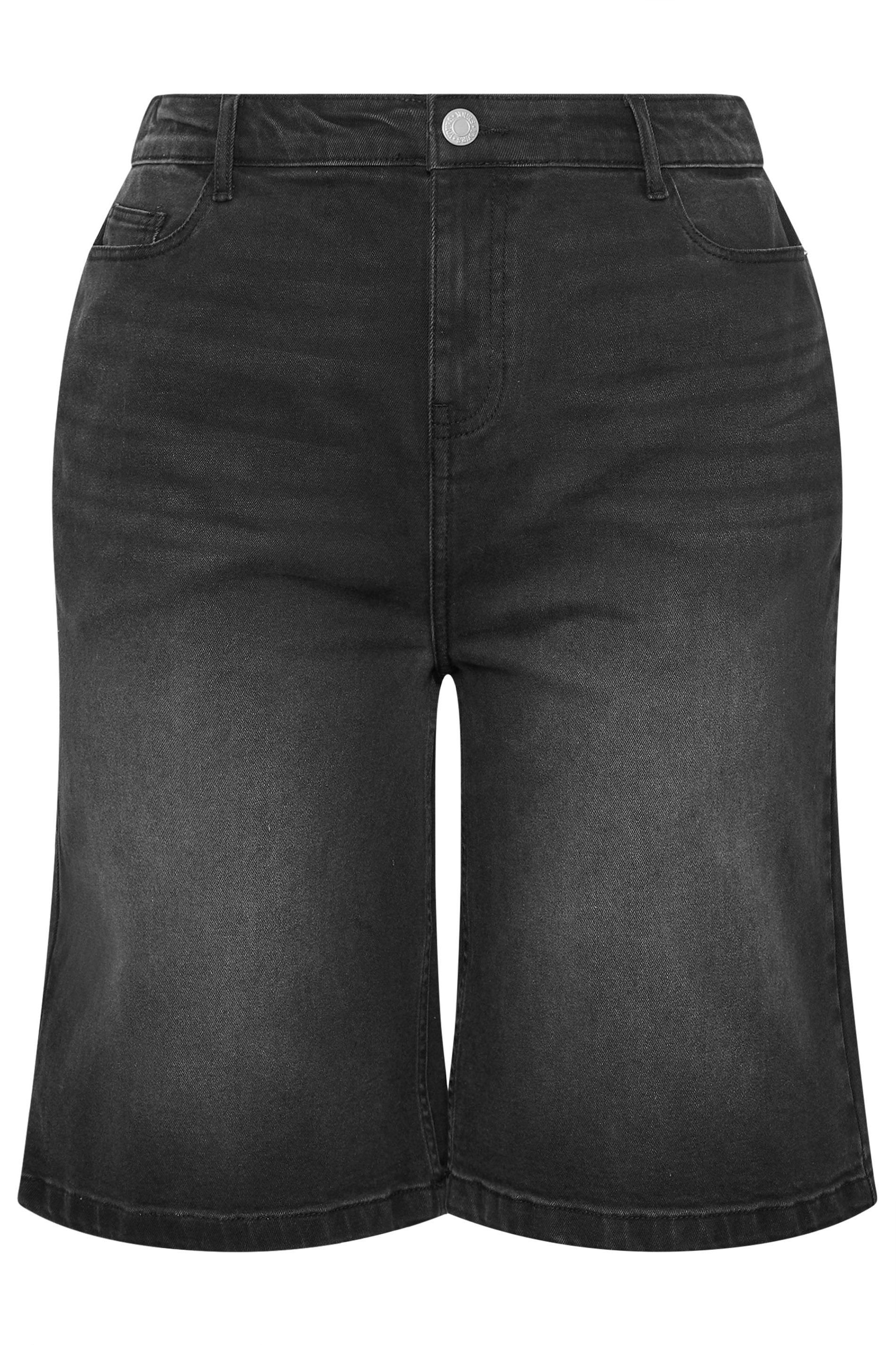 YOURS Plus Size Black Washed Denim Shorts| Yours Clothing 5