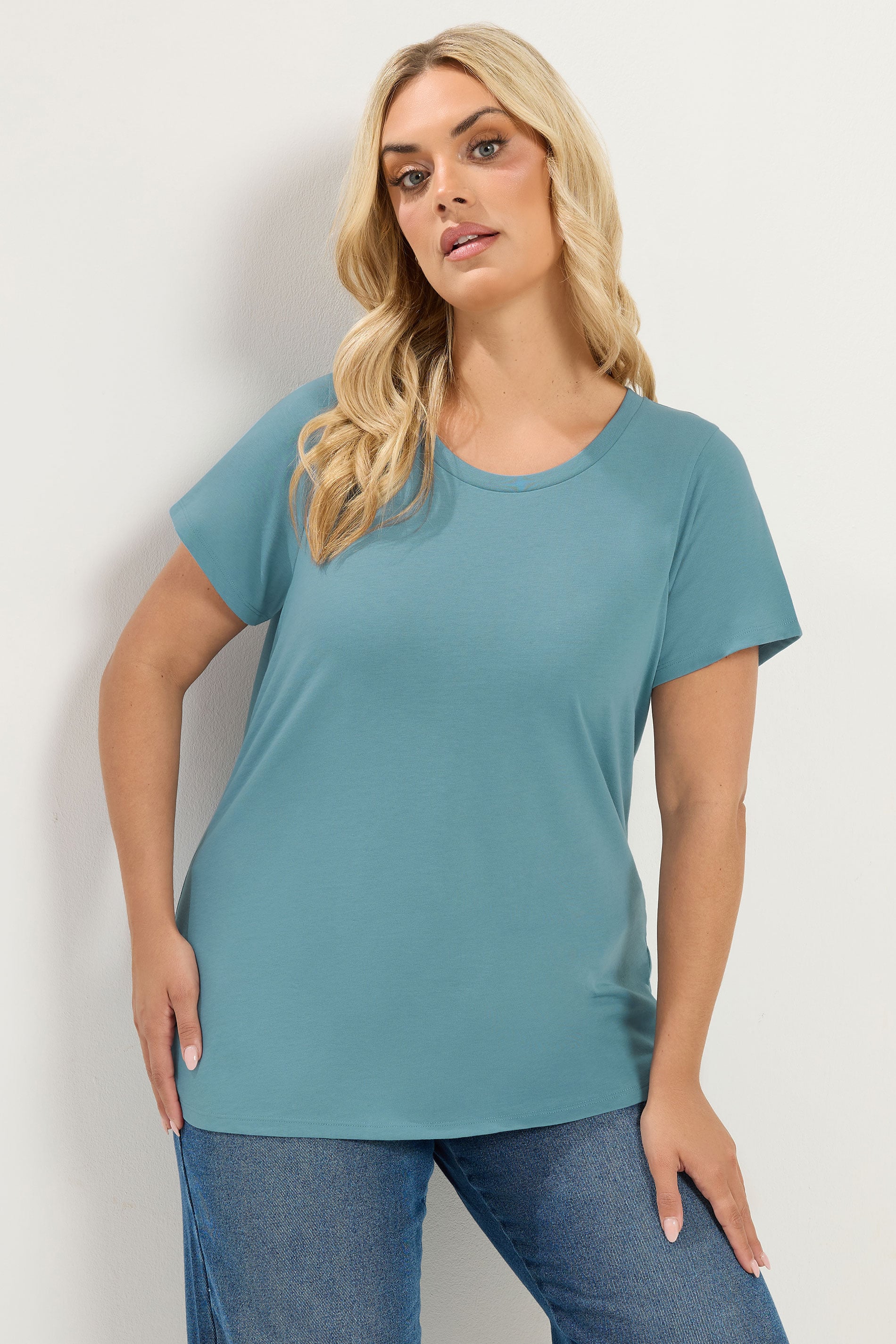 YOURSET 2 PACK Plus Size Blue & Grey Core T-Shirts | Yours Clothing 1