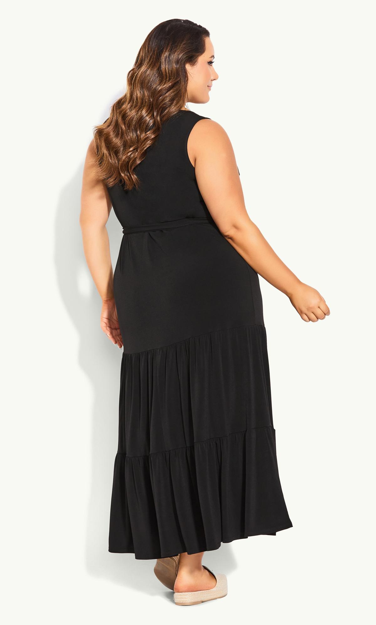 Plus Size Tiered Sleeveless Maxi Dress Black 2