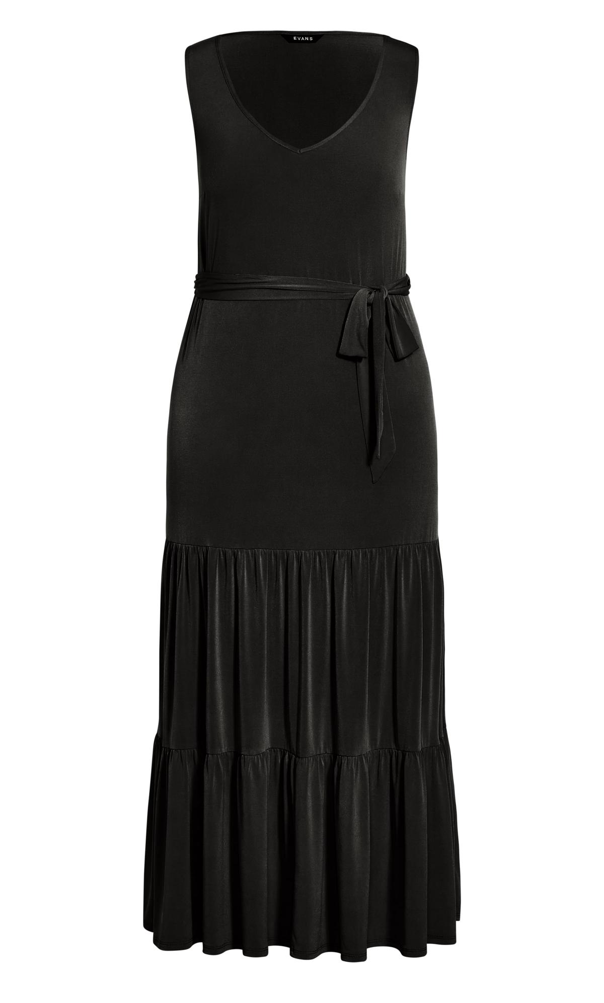 Plus Size Tiered Sleeveless Maxi Dress Black 3