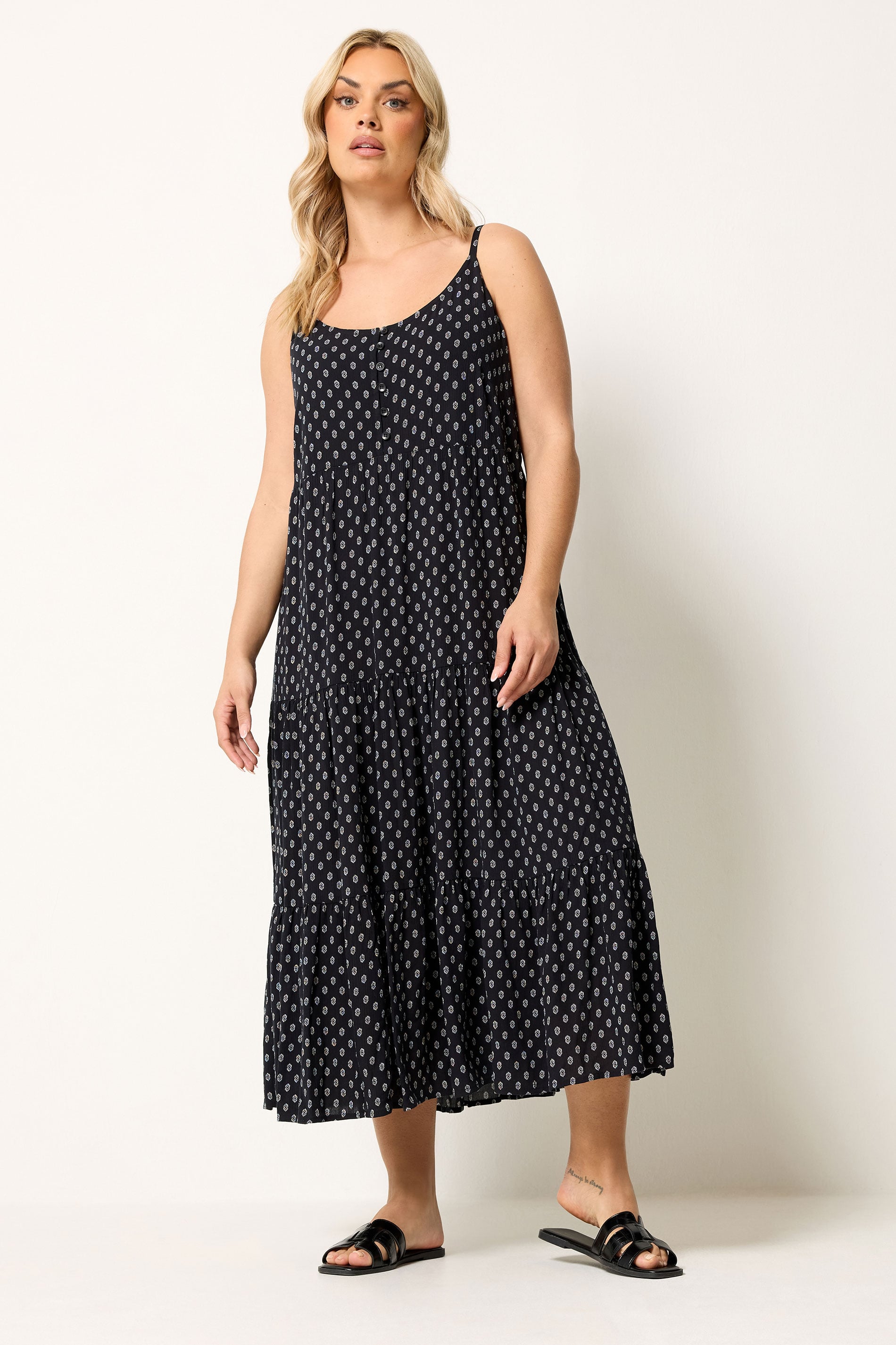YOURS Plus Size Black Tiered Maxi Dress | Yours Clothing 1