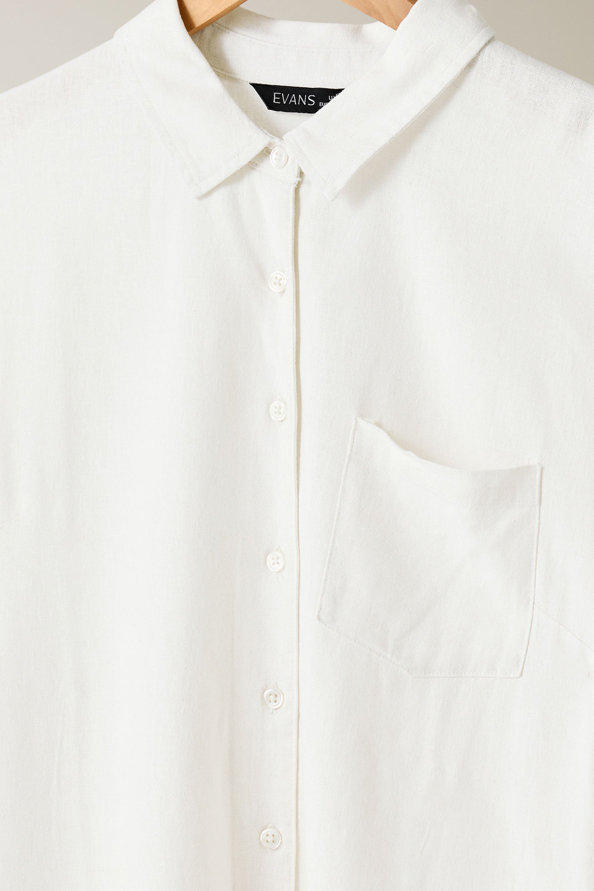 EVANS Plus Size White Long Sleeve Premium Linen Shirt | Evans 7