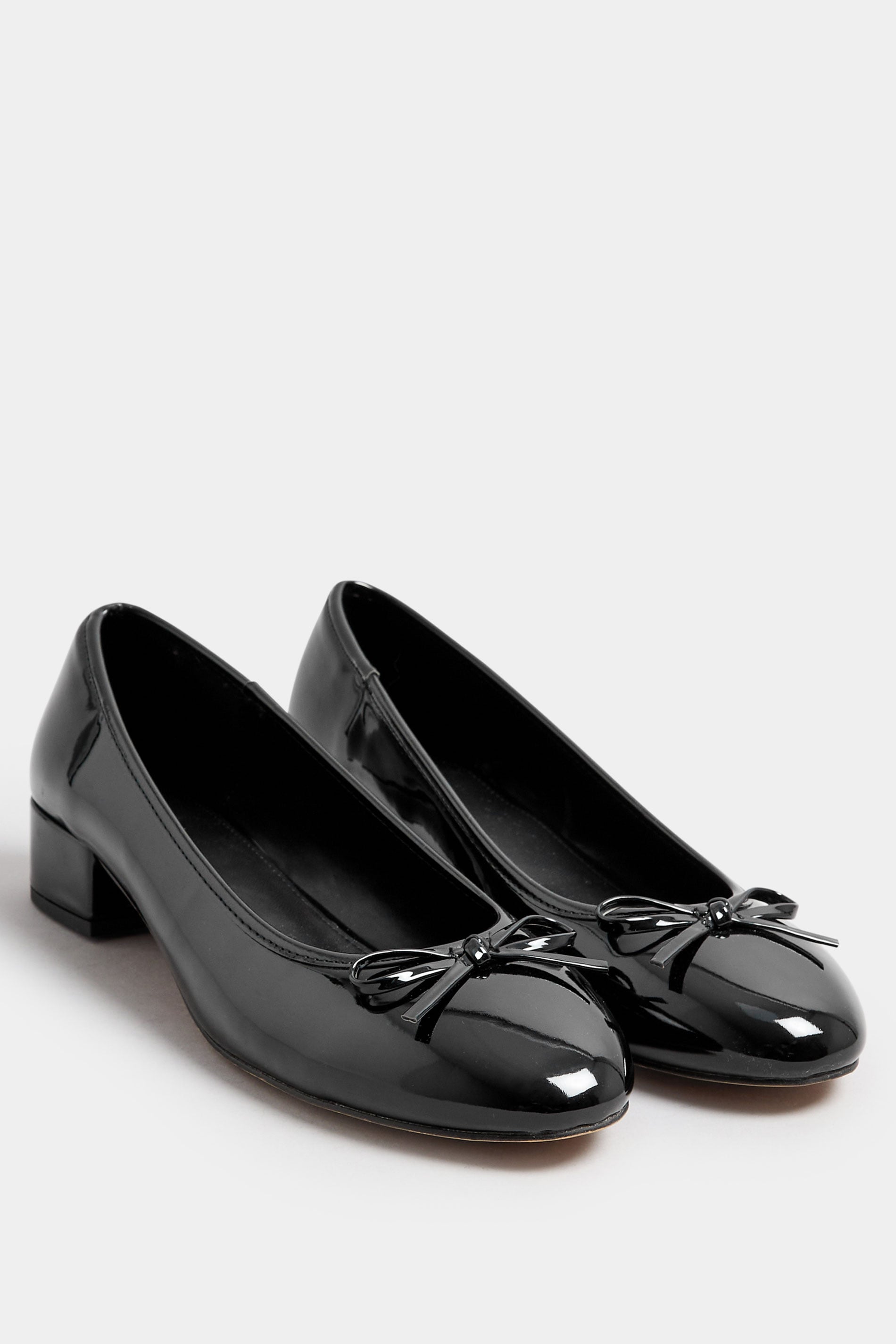 LTS Black Patent Heeled Ballet Pumps In Standard Fit | Long Tall Sally 3