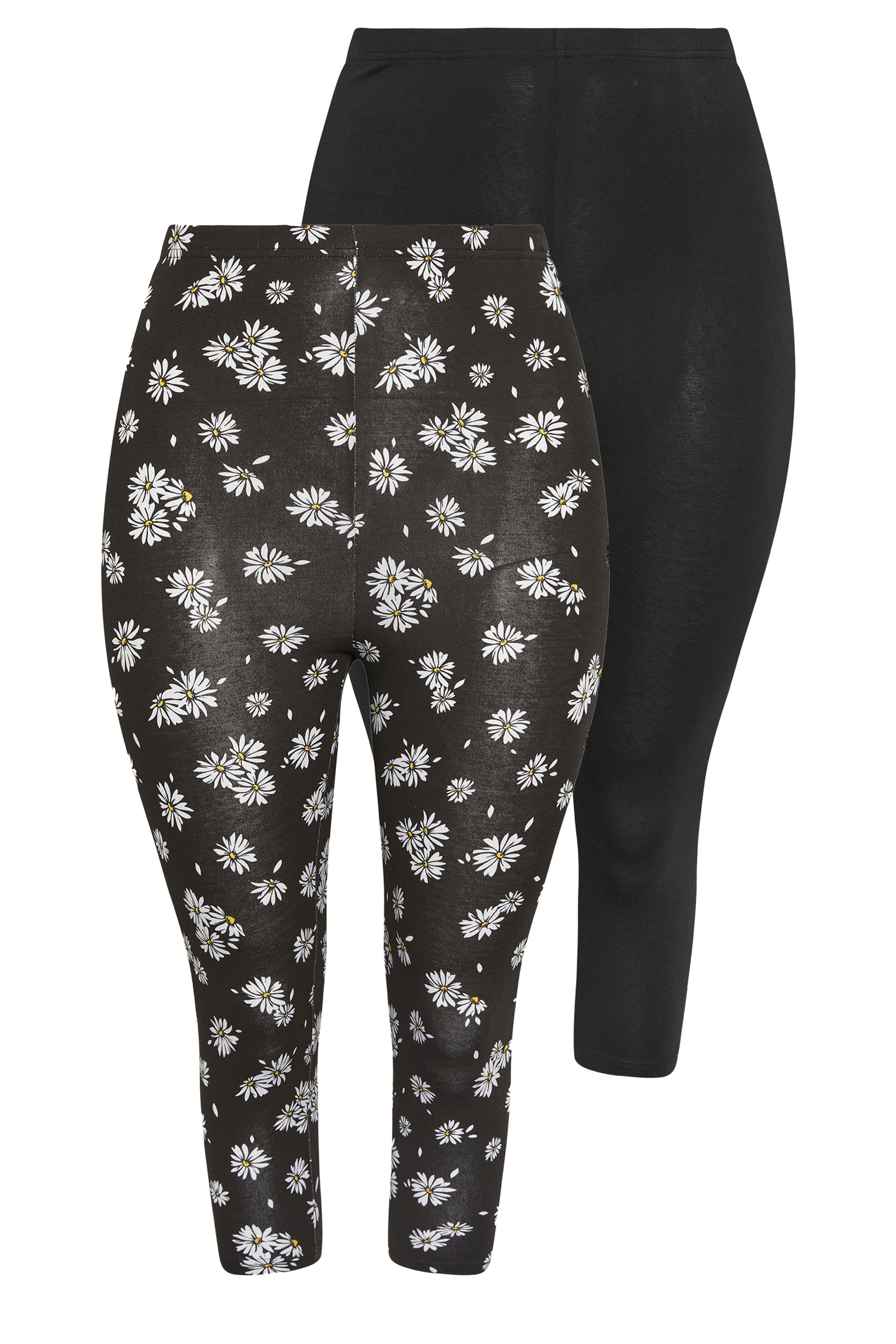 YOURSET 2 PACK Plus Size Black Daisy Cropped Leggings | Yours Clothing 3