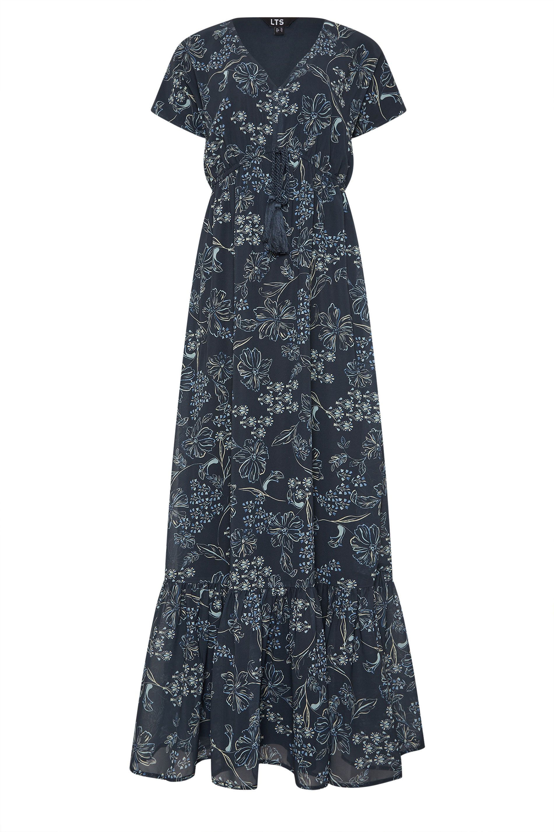 LTS Tall Women's Navy Blue Floral Tie Waist Maxi Dress | Long Tall Sally 5