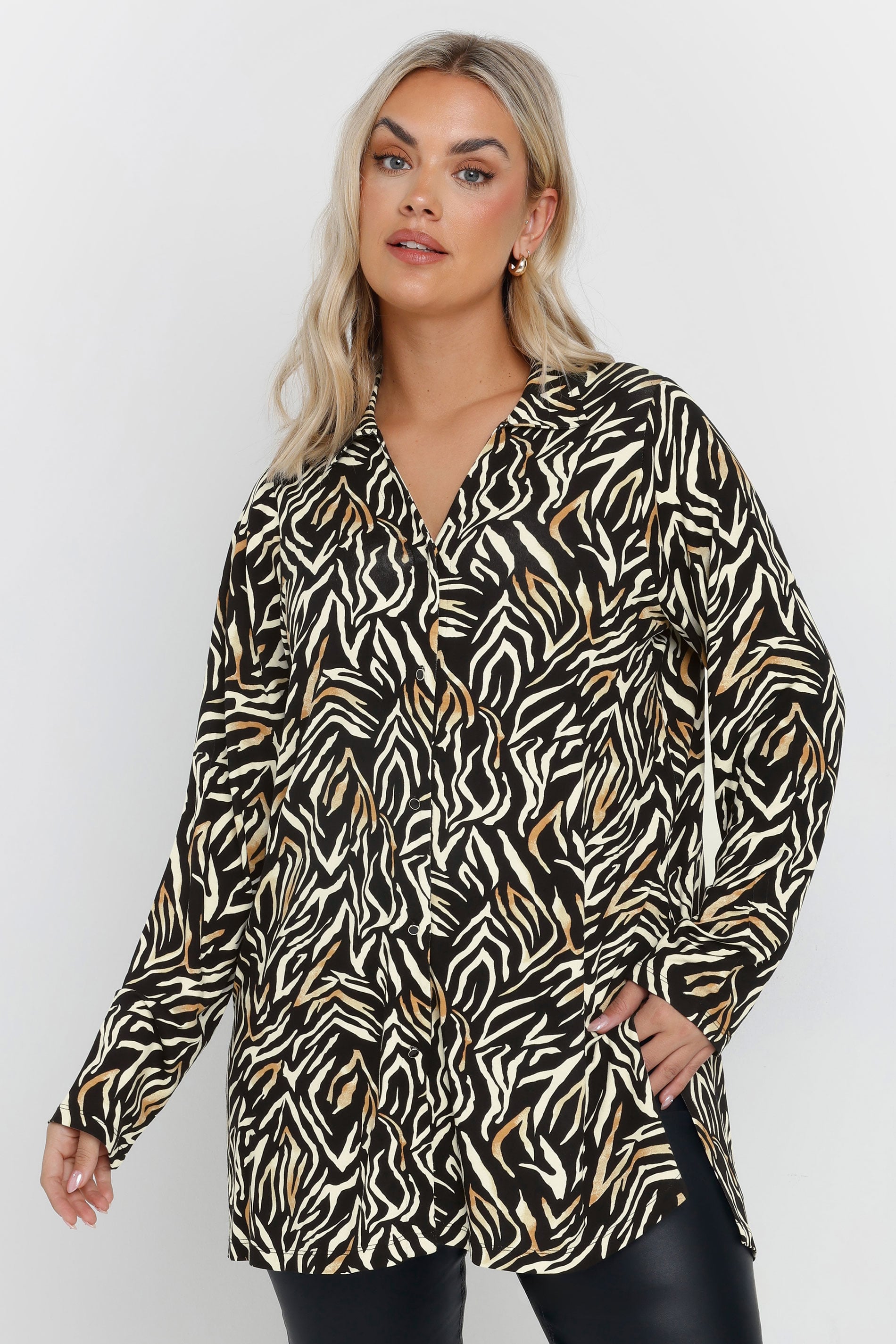 YOURS Plus Size Black Zebra Print Shirt | Yours Clothing 3