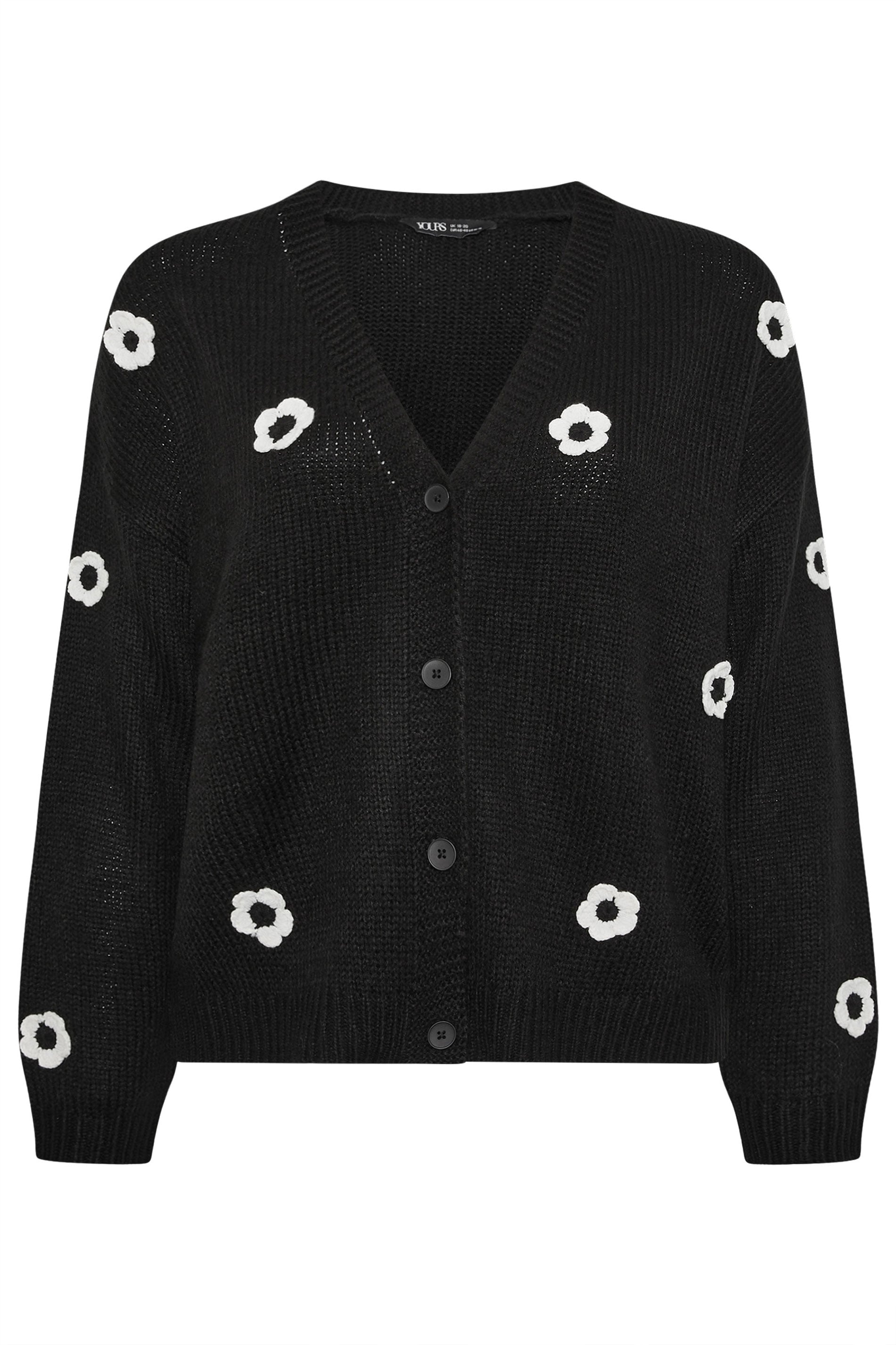 YOURS Plus Size Black Applique Flower Cardigan | Yours Clothing 6