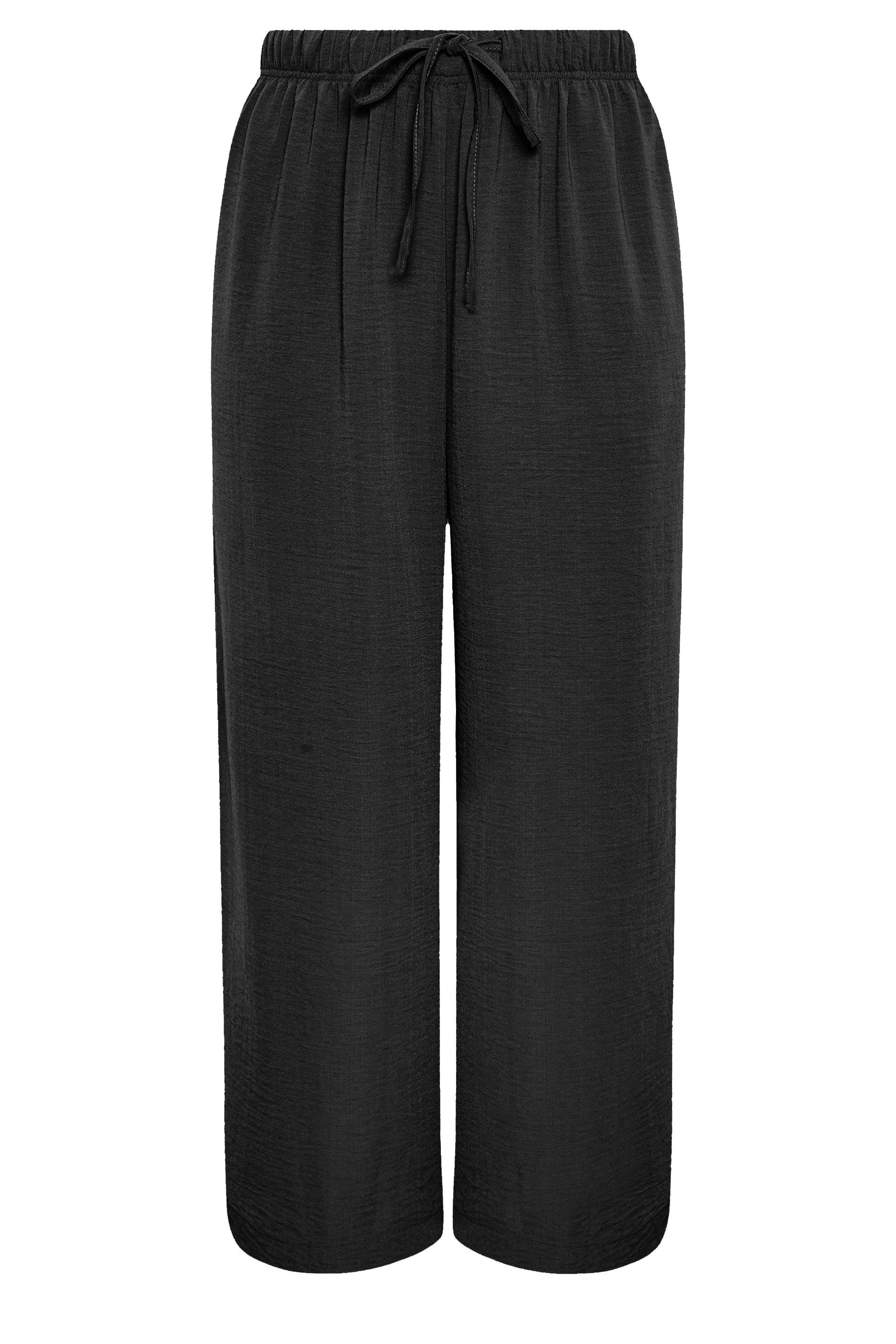 YOURS Plus Size Black Twill Wide Leg Trousers | Yours Clothing 5