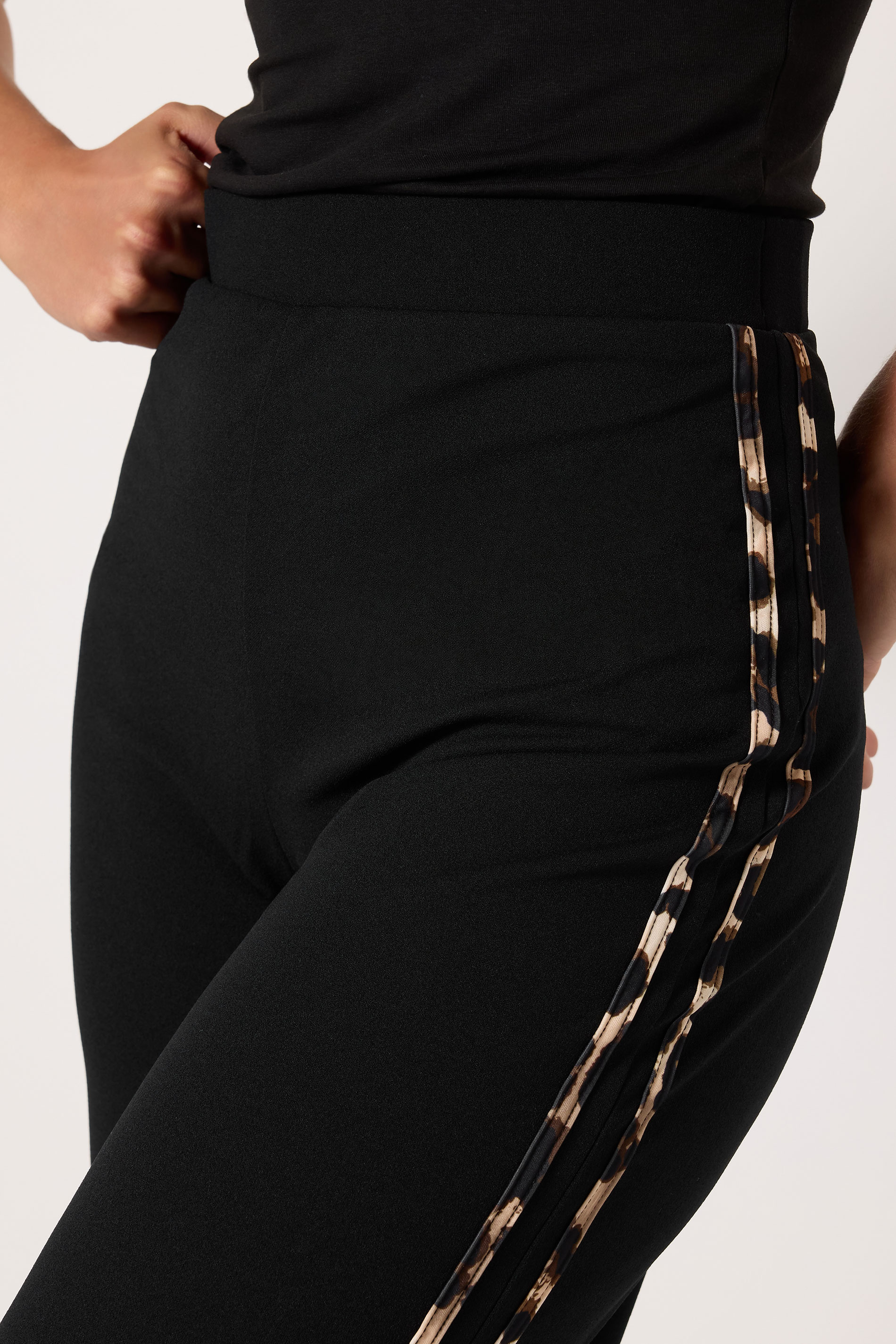 LTS Tall Black Leopard Print Wide Leg Trousers | Long Tall Sally 4