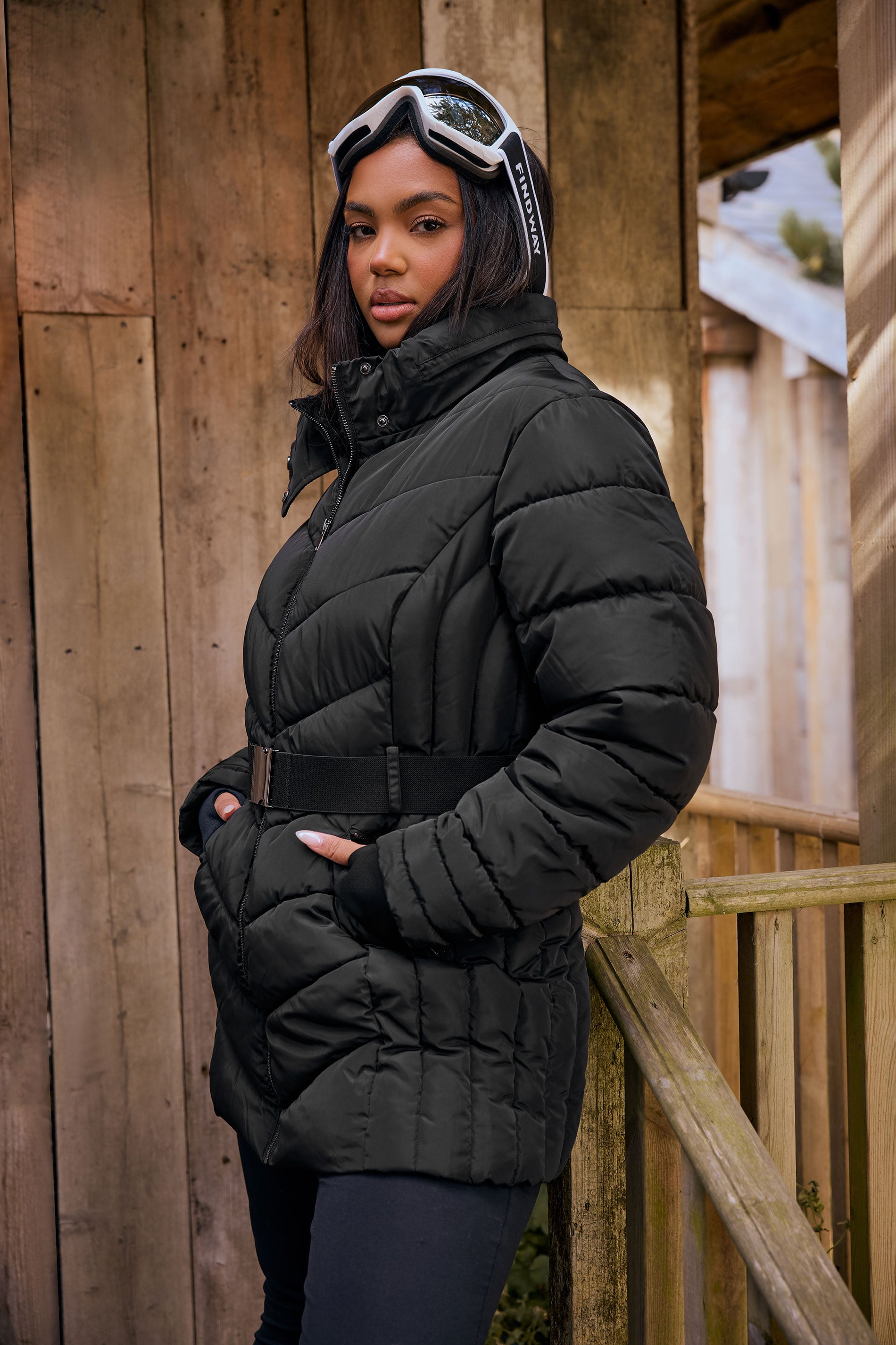 YOURS Plus Size Black Belted Puffer Coat | Yours Clothing 1