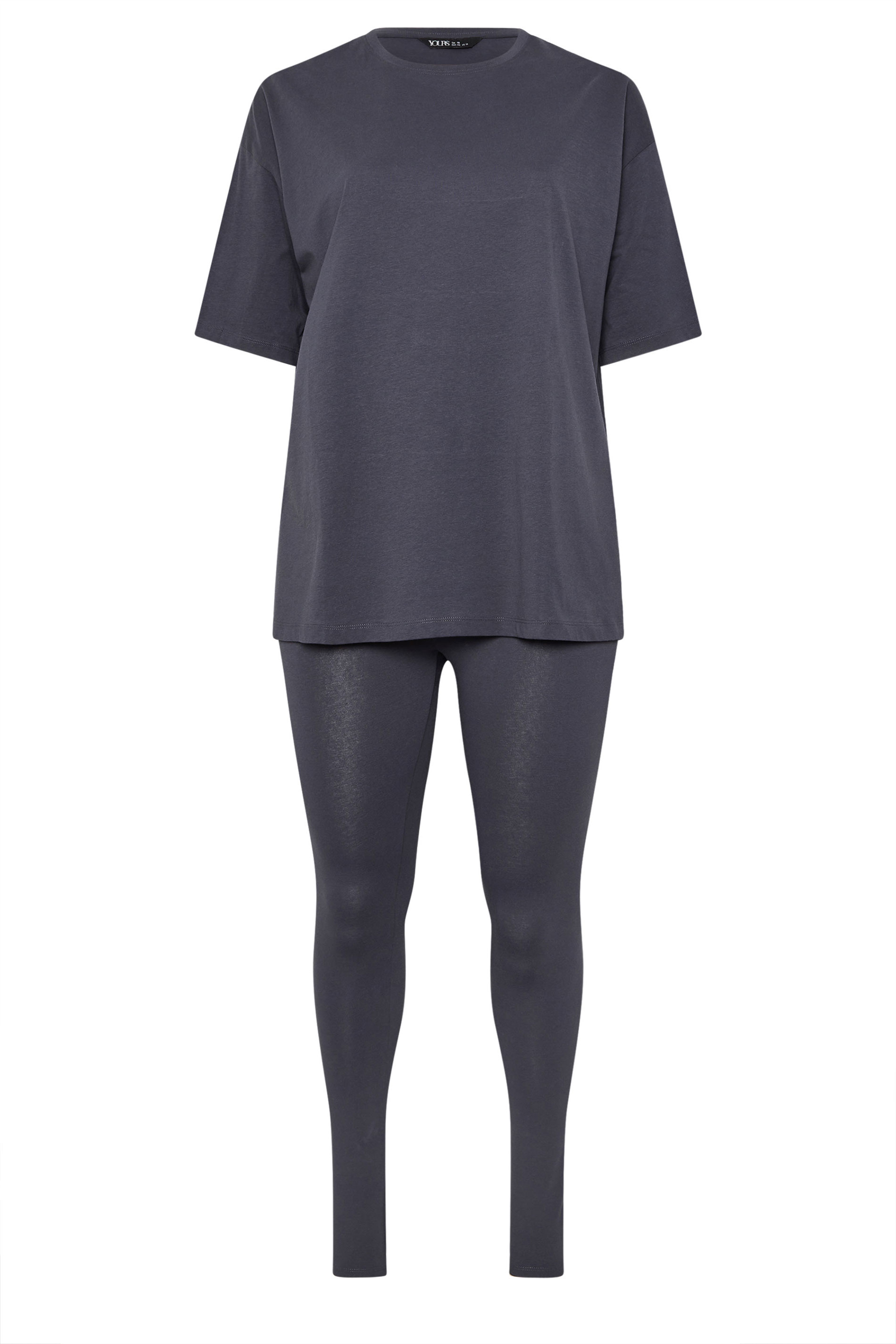 YOURS Plus Size Grey T-Shirt & Legging Set | Yours Clothing 5