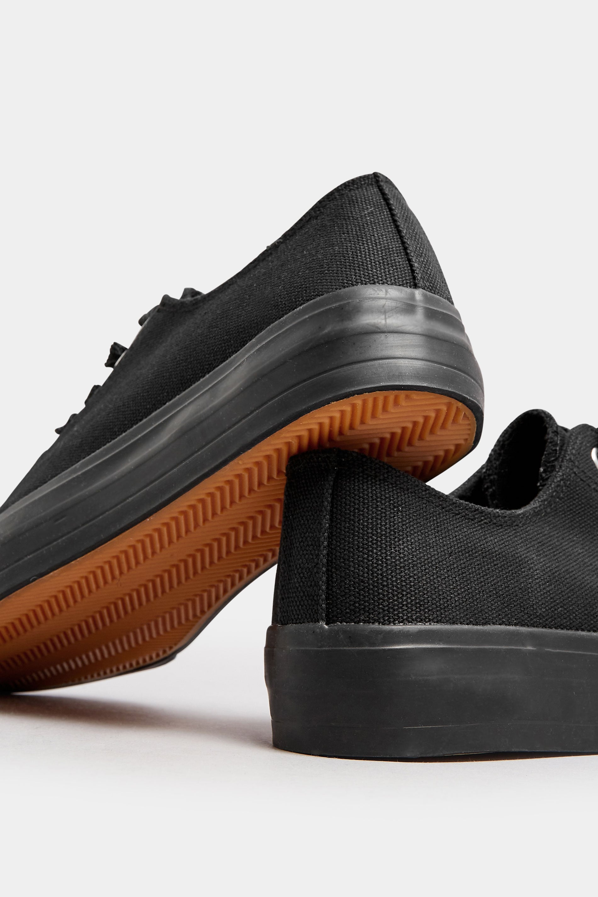 Black Canvas Trainers In Wide E Fit & Extra Wide EEE Fit | Yours Clothing 5