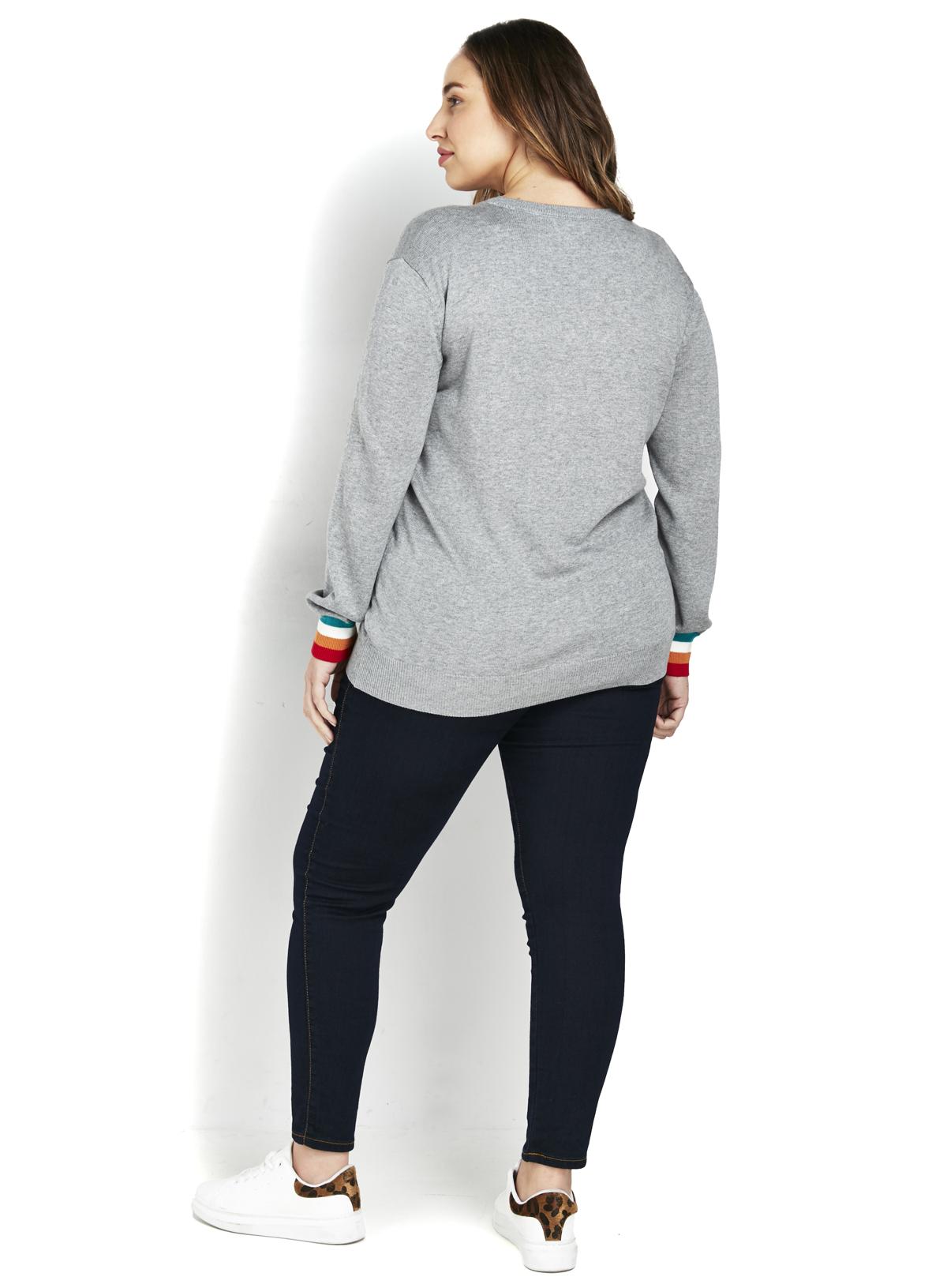 Evans Grey Amour Embroidered Jumper Evans