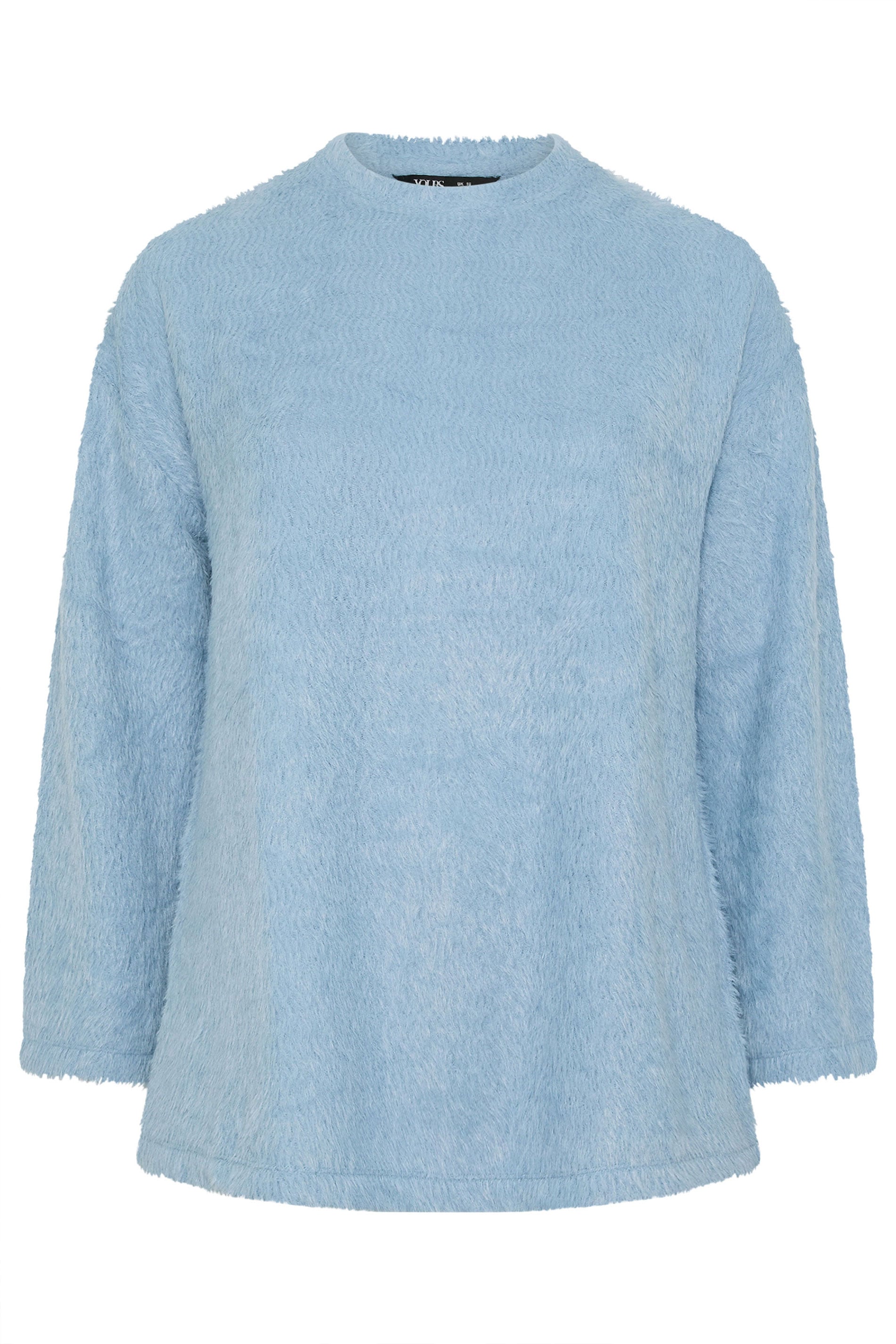 YOURS Plus Size Blue Fluffy Knit Jumper | Yours Clothing 5