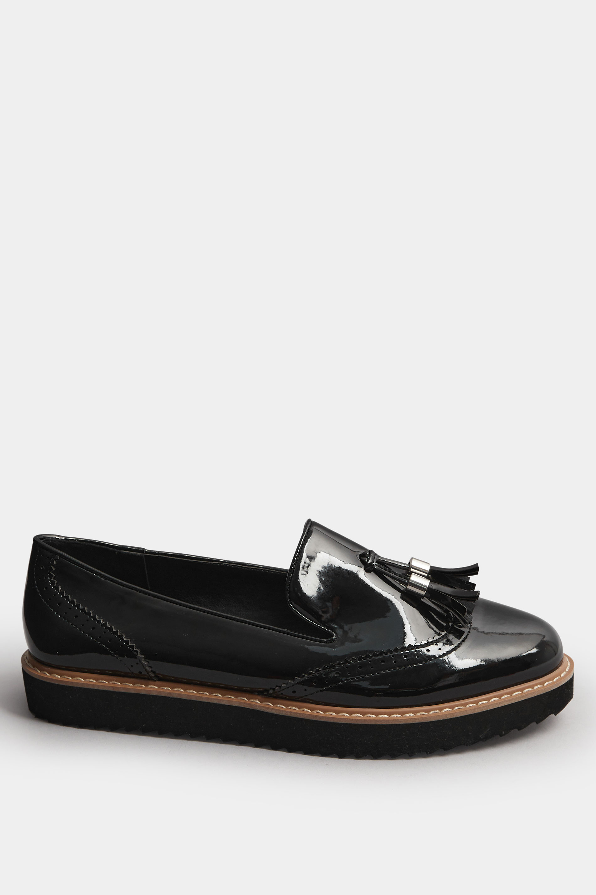 LTS Black Patent Tassel Slip-On Loafers In Standard Fit | Long Tall Sally 2