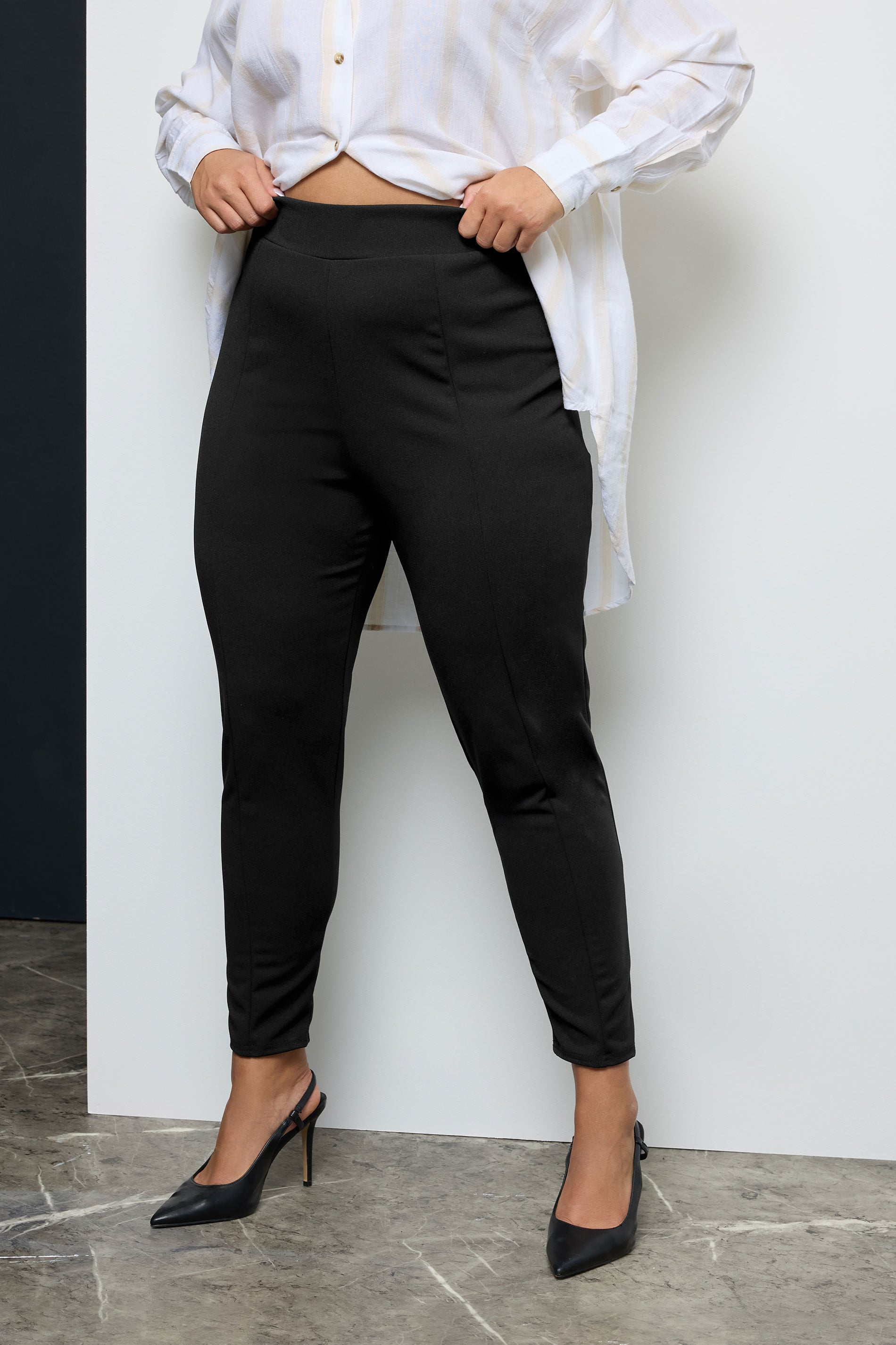 Plus Size Black Tapered Trousers | Yours Clothing 3