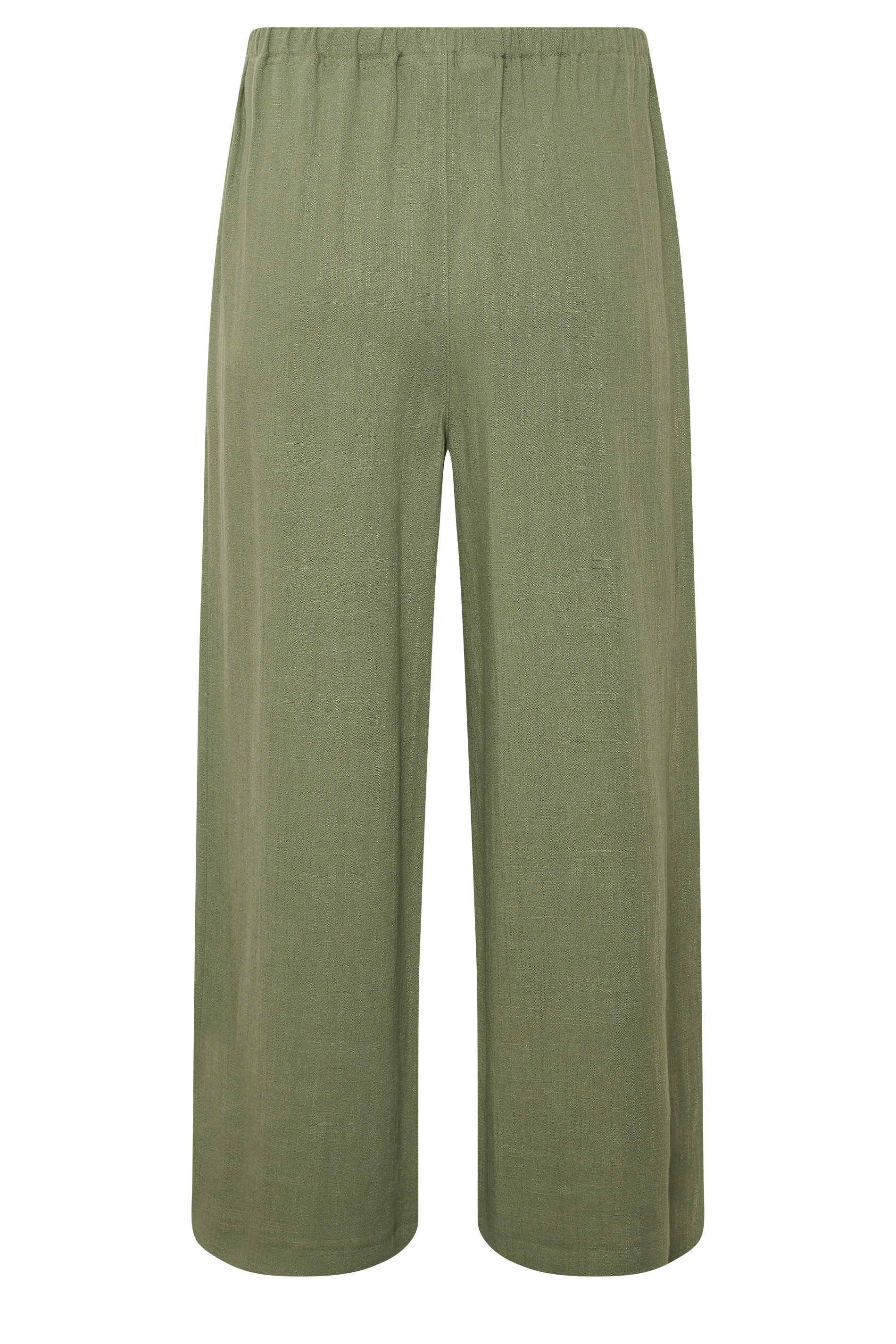 LTS Tall Women's Khaki Green Linen Tie Waist Cropped Trousers | Long Tall Sally  3