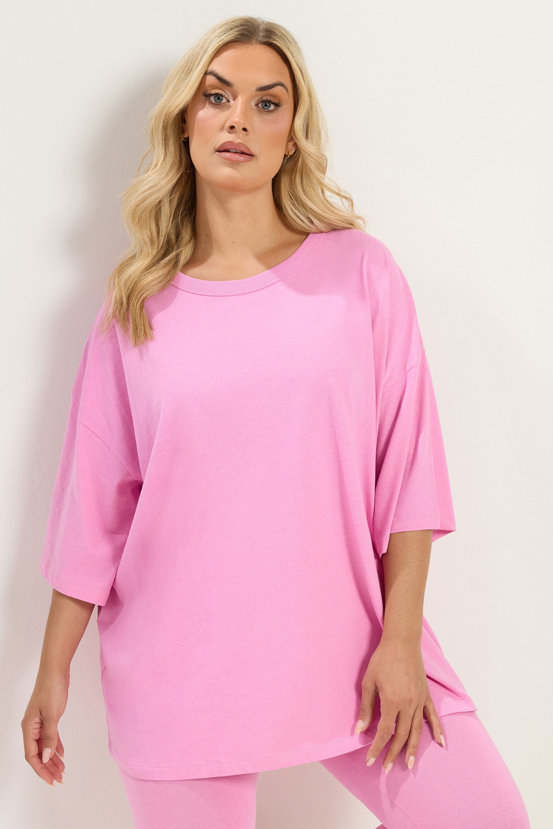 YOURS Plus Size Pink Oversized Boxy T-Shirt | Yours Clothing 3