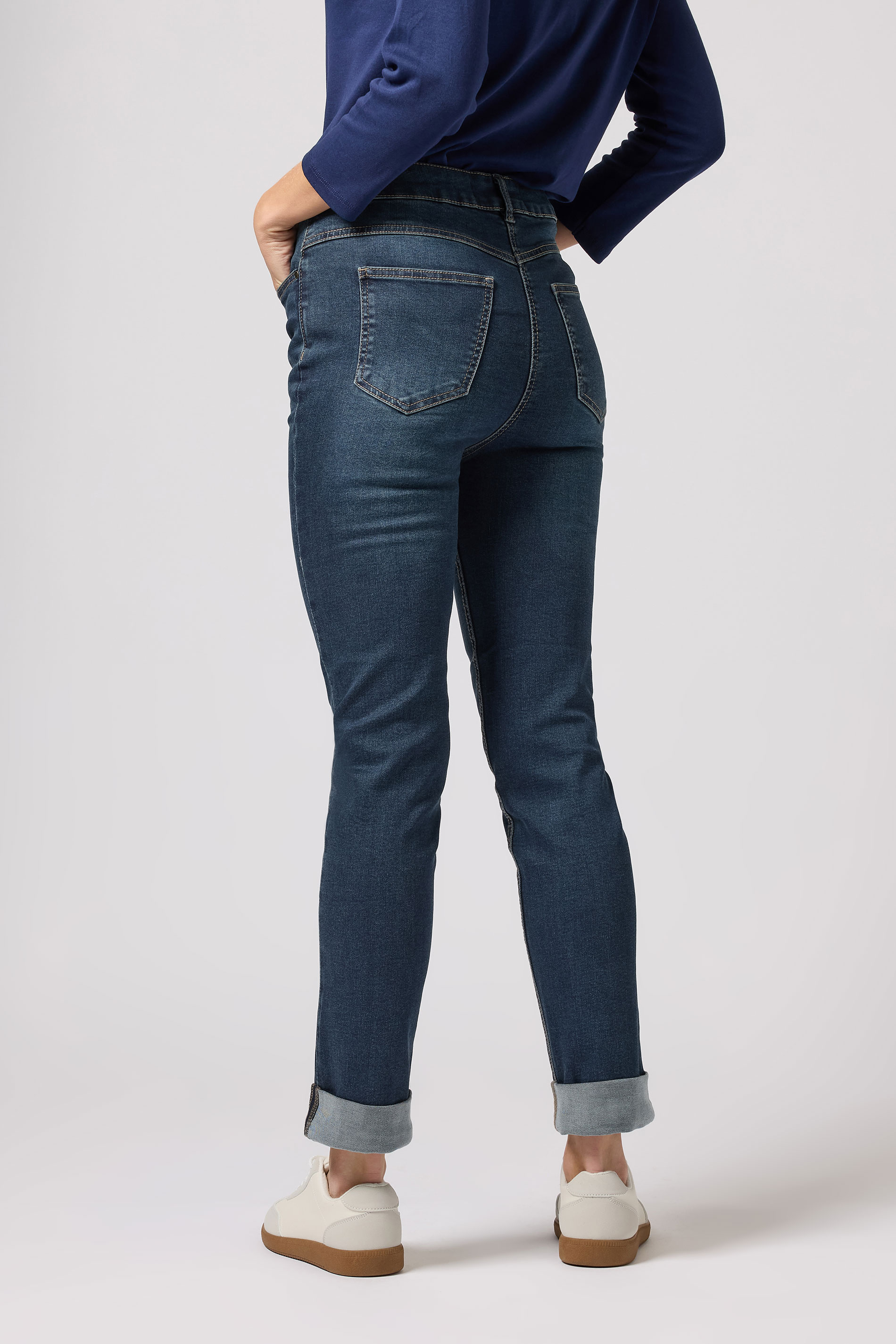 M&Co Blue Mid Wash Ankle Grazer Cigarette Jeans | M&Co 4