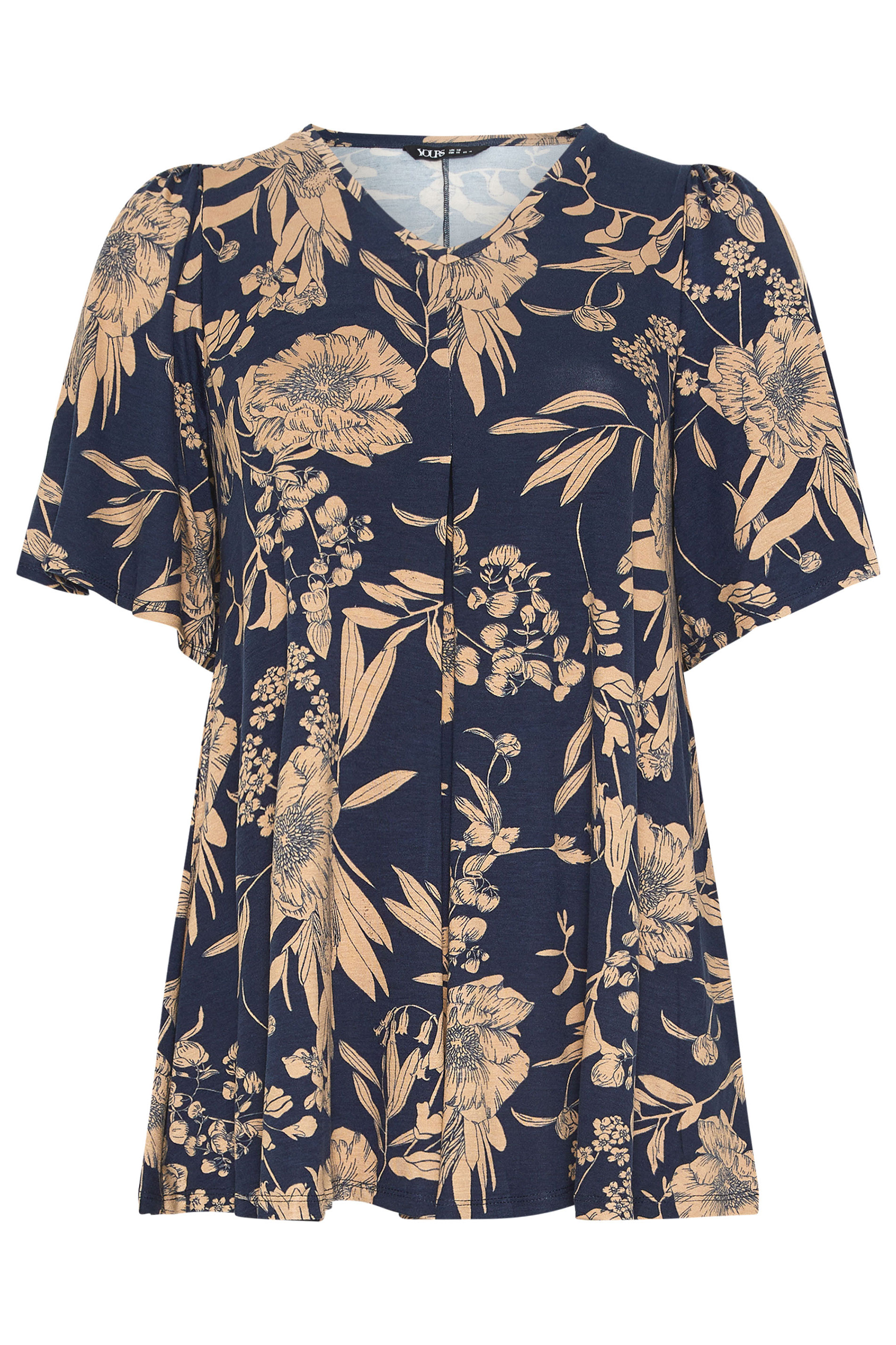 YOURS Plus Size Blue Floral Pleated Front Top | Yours Clothing 5