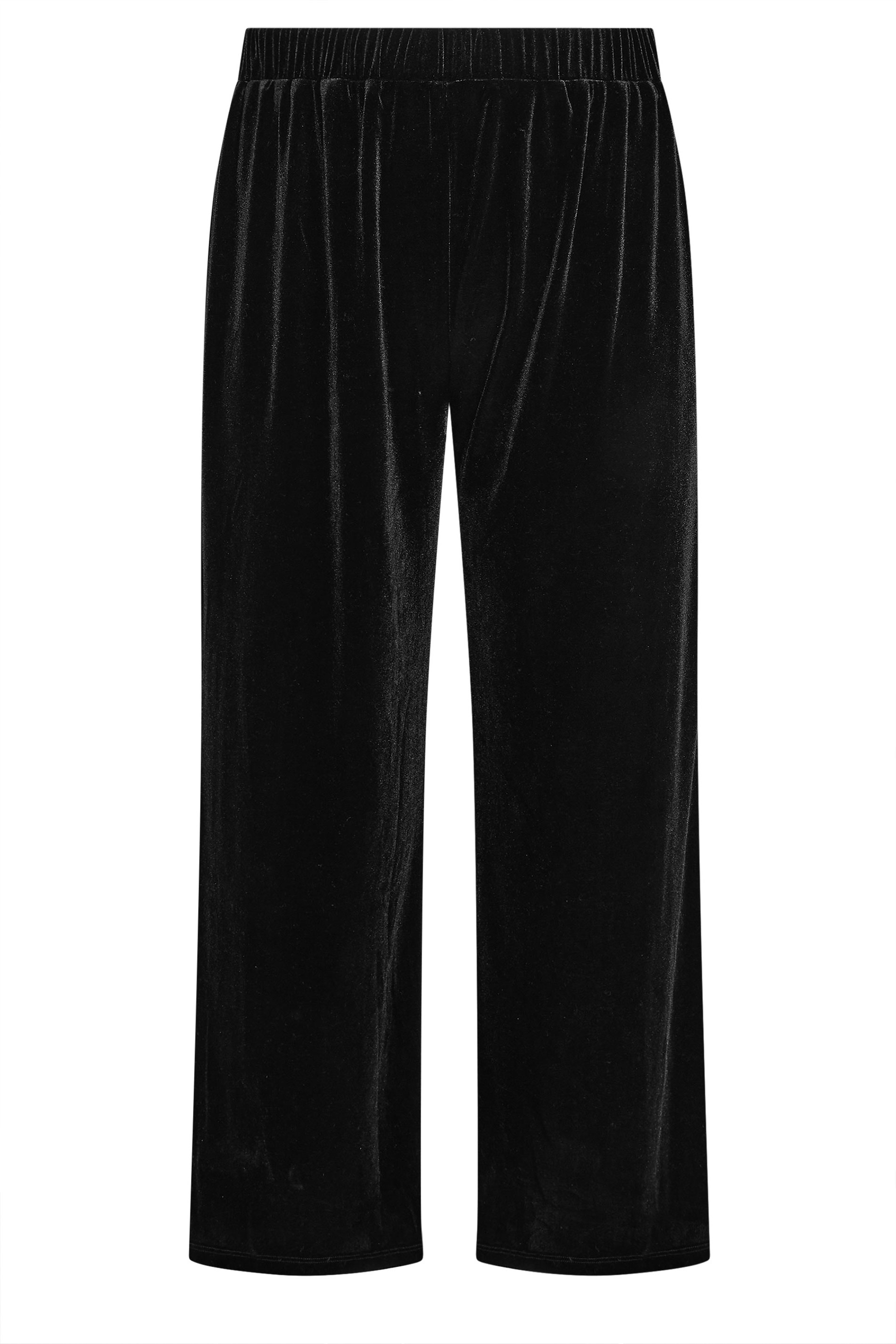 YOURS Plus Size Black Velvet Palazzo Trousers | Yours Clothing 7