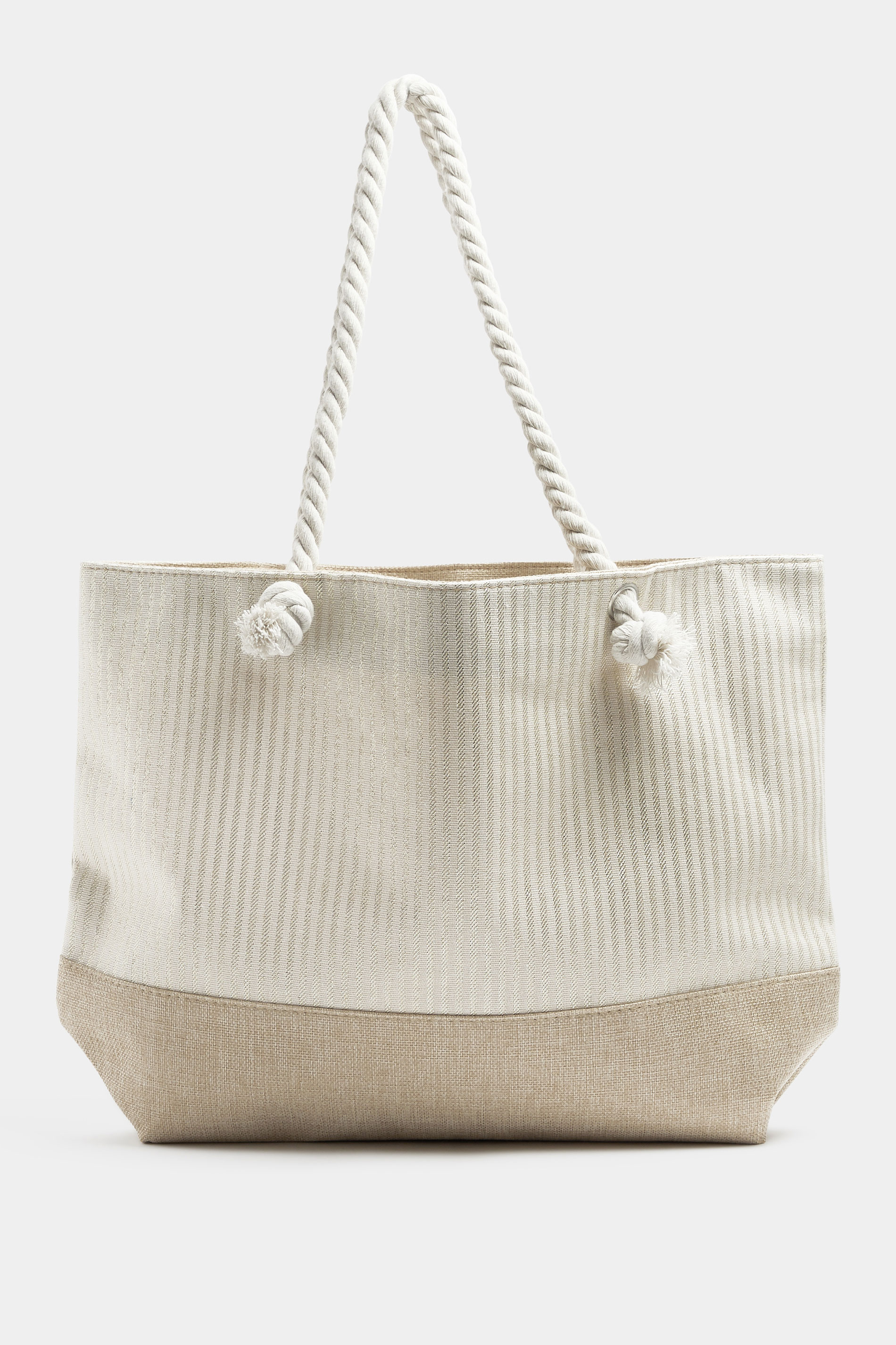 Brown & Gold Striped Rope Tote Bag | Yours Clothing 6