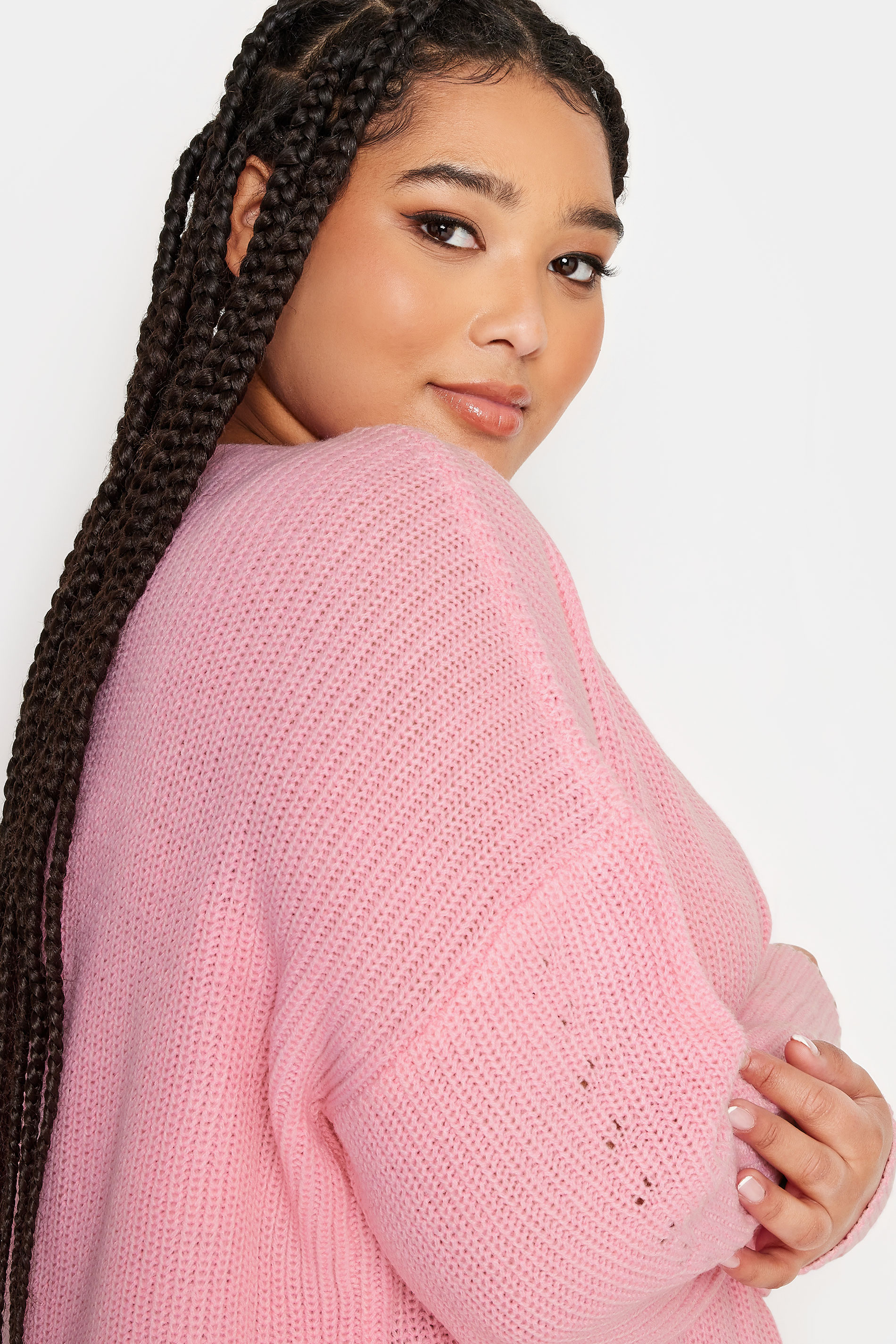 YOURS Curve Plus Size Pink Drop Shoulder Jumper | Yours Clothing  4