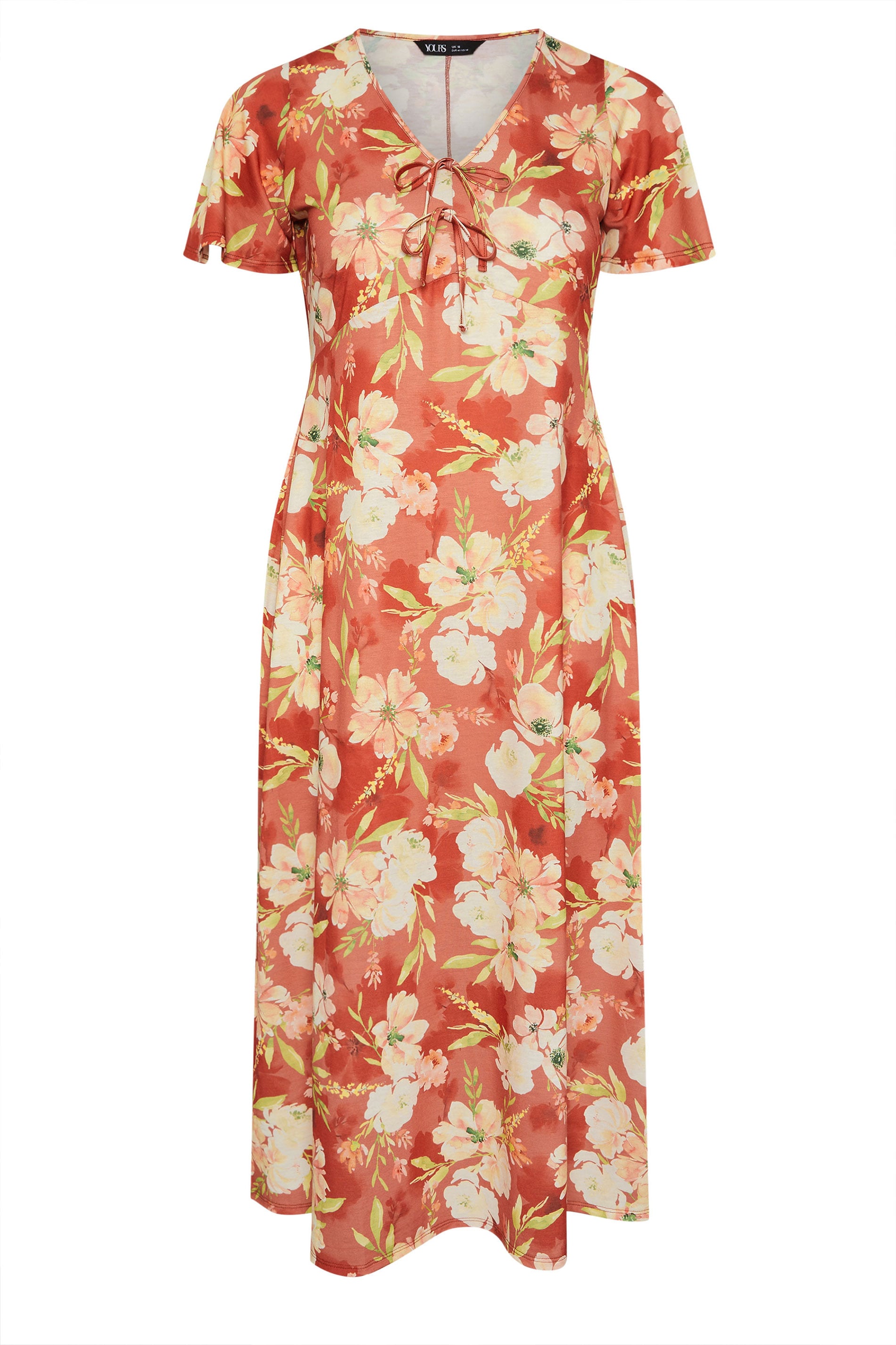YOURS Plus Size Rust Brown Floral Bow Front Maxi Dress | Yours Clothing 5