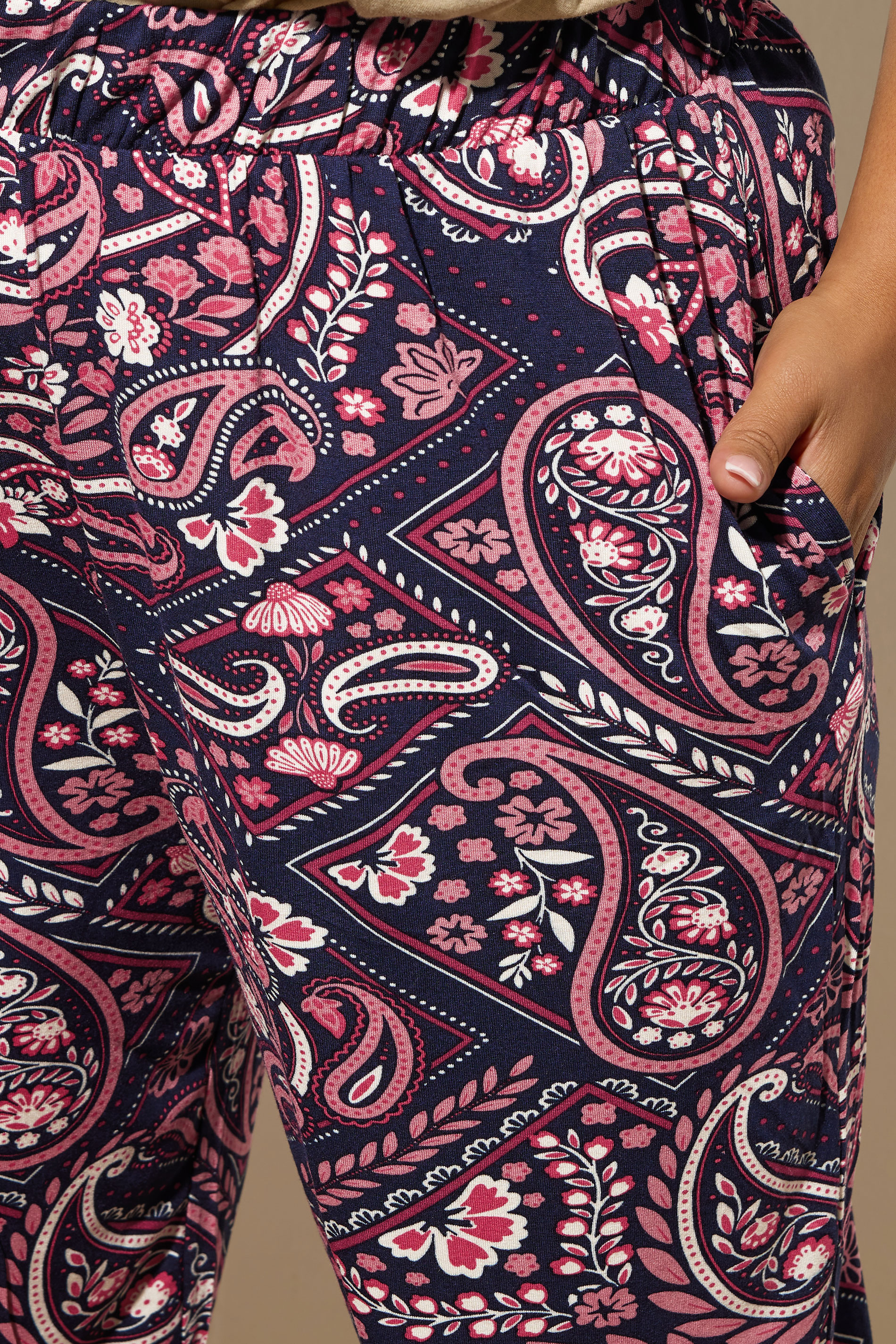 YOURS Plus Size Navy Blue Paisley Print Harem Trousers | Yours Clothing 4