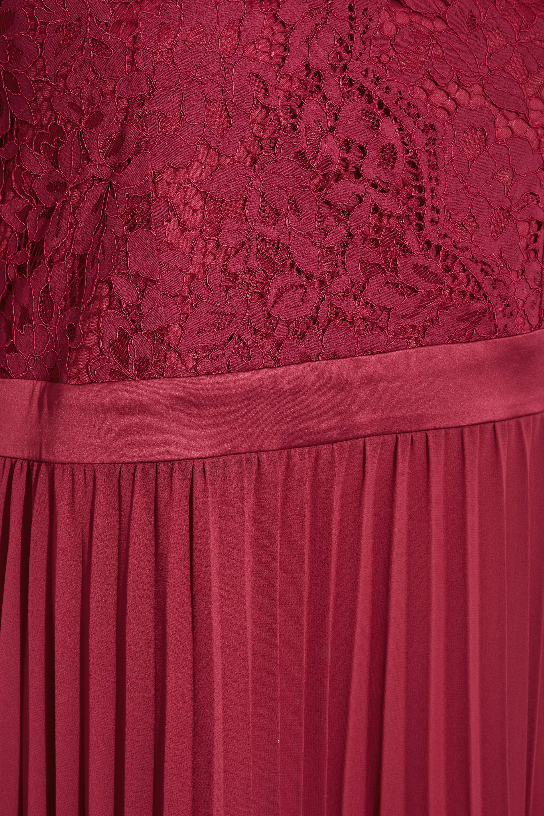 Plus Size YOURS LONDON Curve Burgundy Red Lace Pleated Maxi Dress | Yours Clothing  5